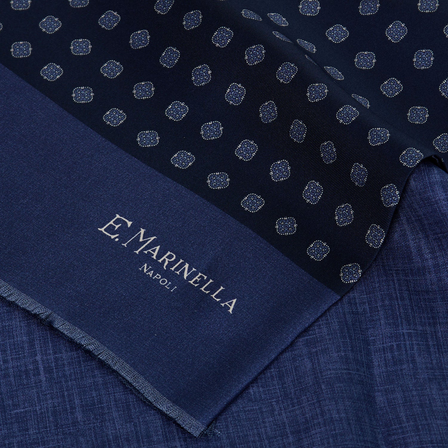 DARK BLUE DOUBLE SILK SCARF - Image 4