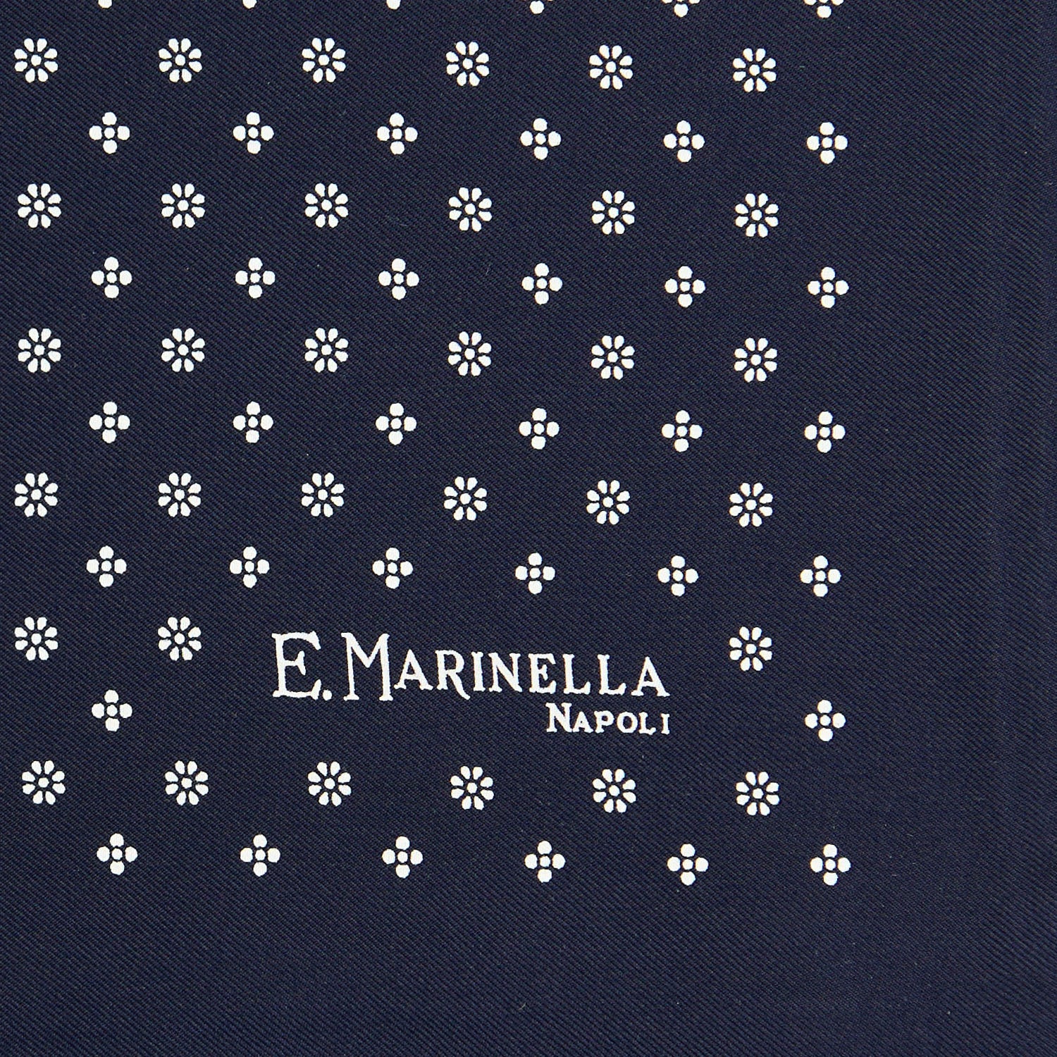 DARK BLUE HAND-PRINTED SILK POCKET SQUARE - Image 3