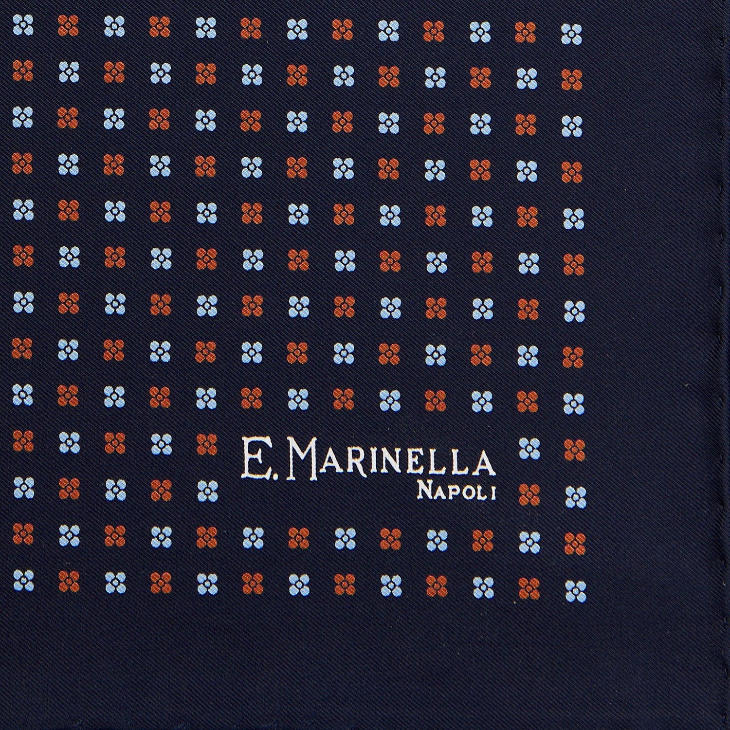 DARK BLUE HAND-PRINTED SILK POCKET SQUARE - Image 3