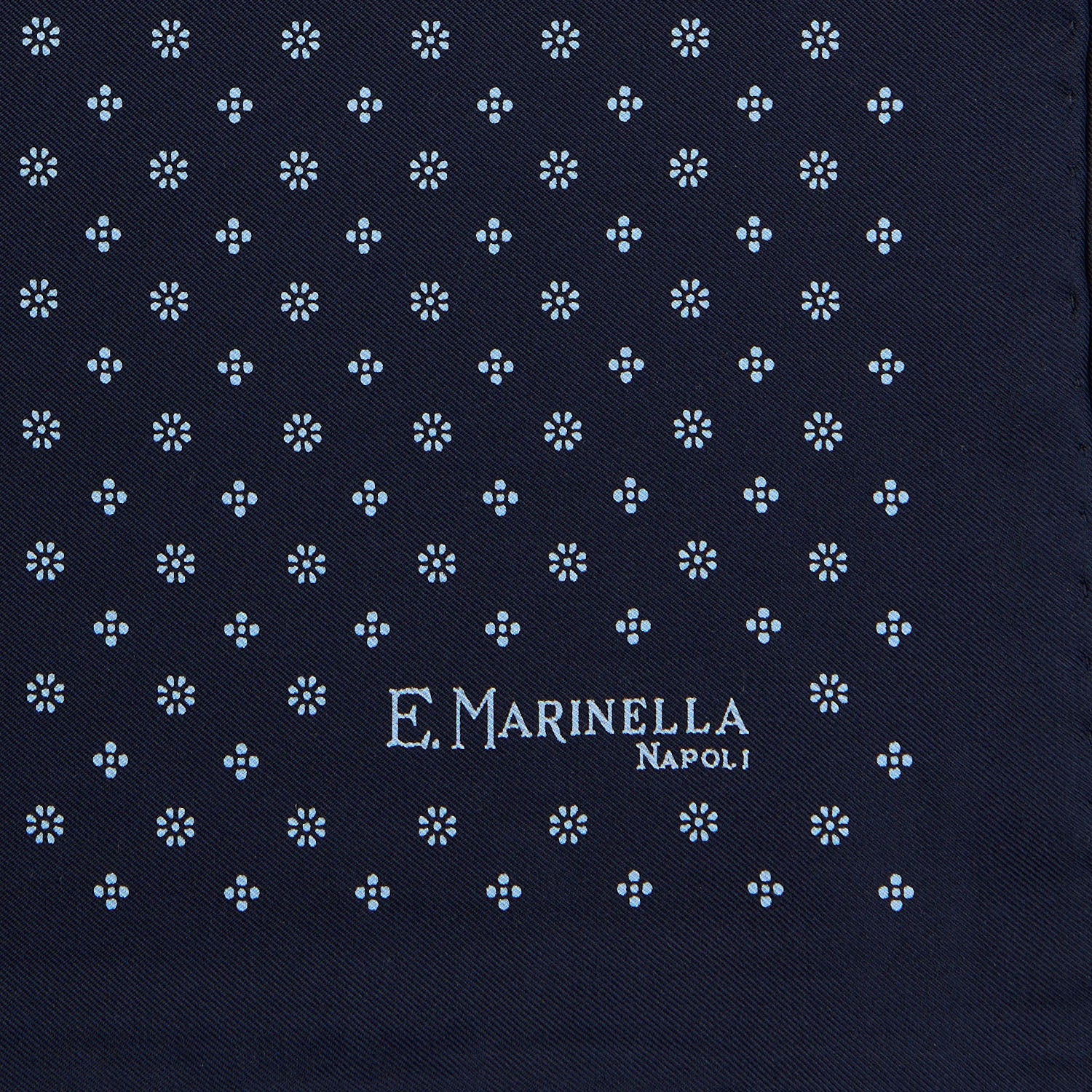DARK BLUE HAND-PRINTED SILK POCKET SQUARE - Image 3