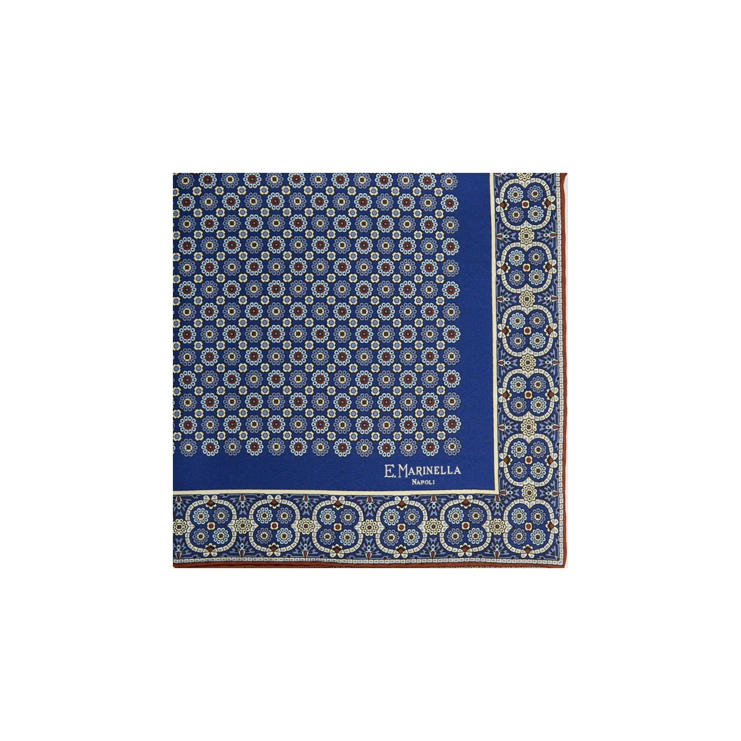 BLUE HAND-PRINTED SILK POCKET SQUARE - Image 2