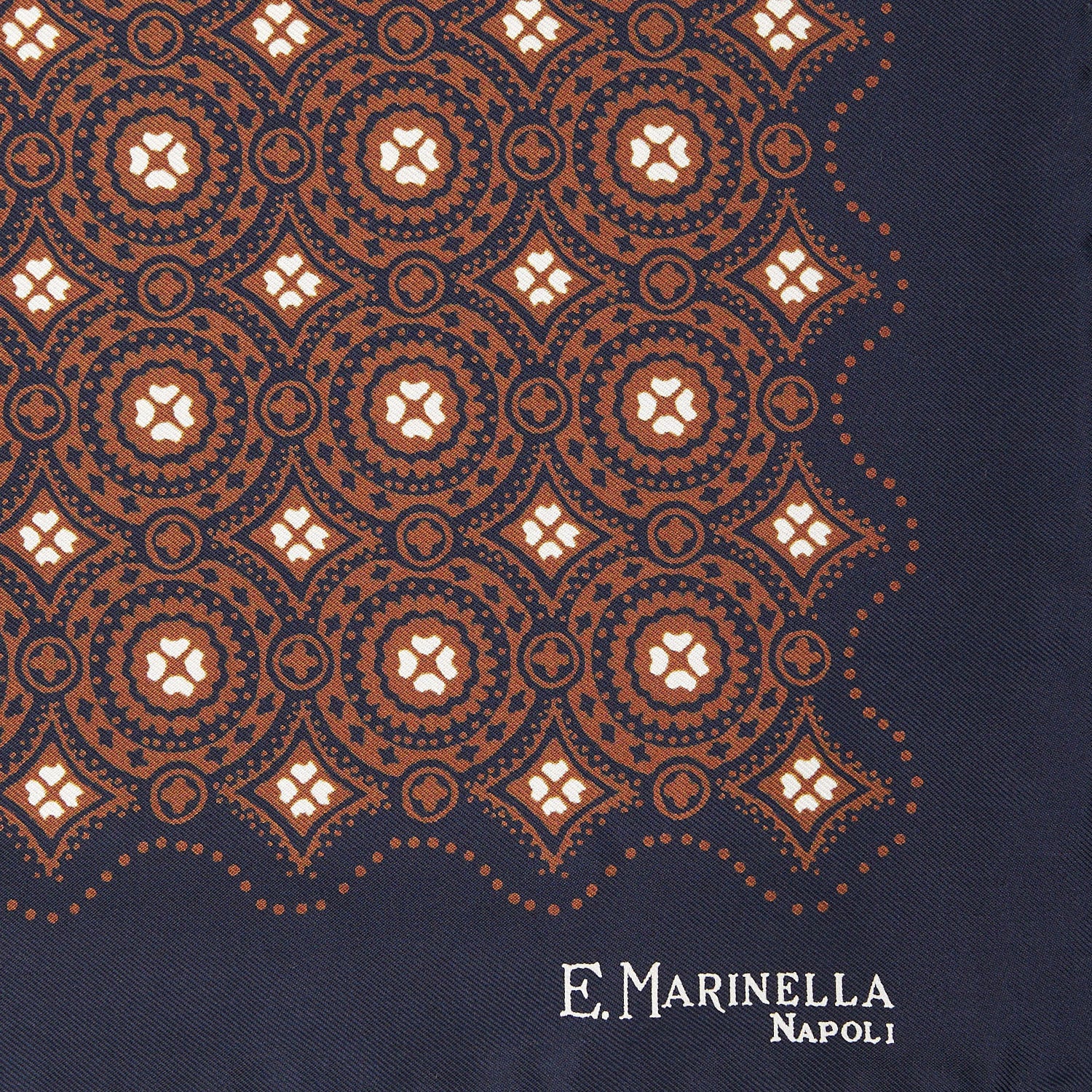 DARK BLUE HAND-PRINTED SILK POCKET SQUARE - Image 3