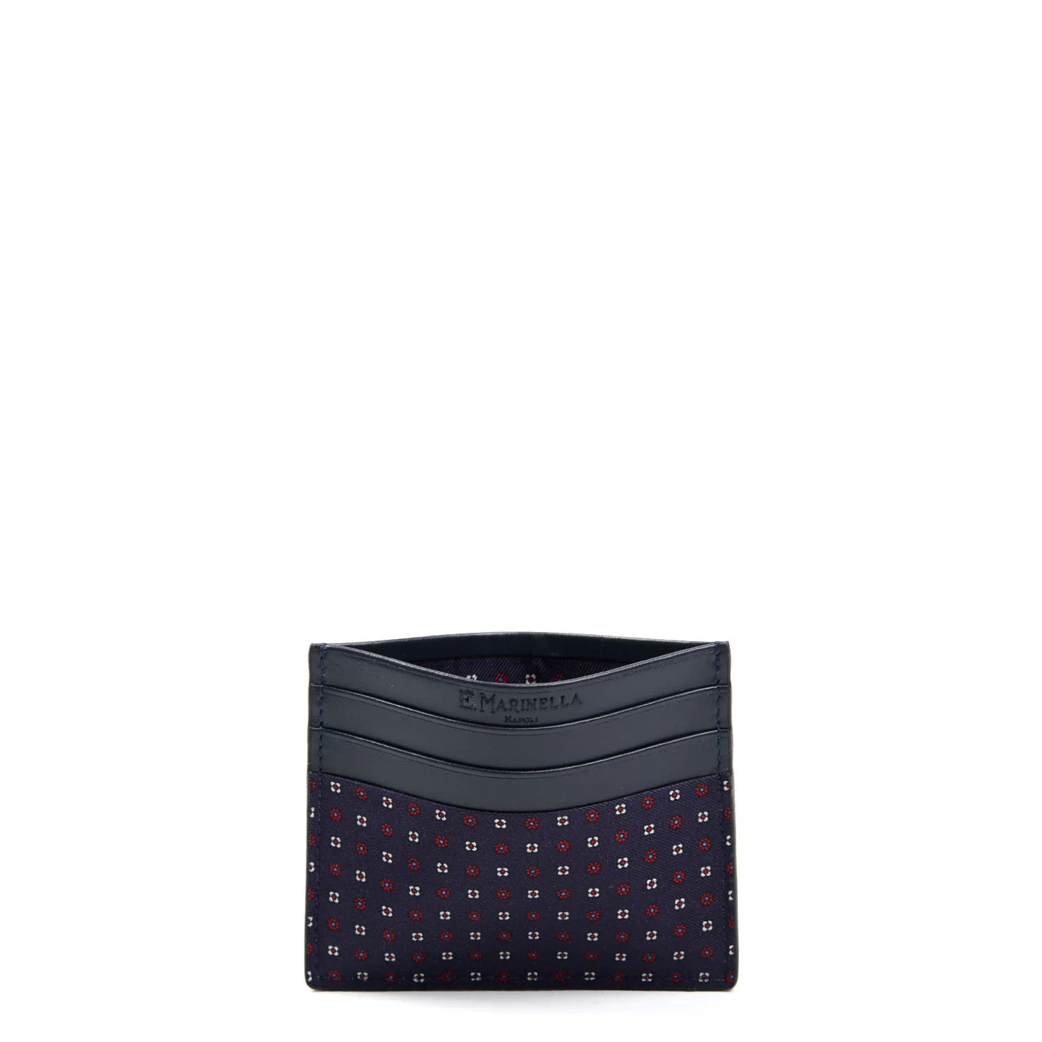 DARK BLUE LEATHER AND SILK CREDIT CARD HOLDER - Image 2
