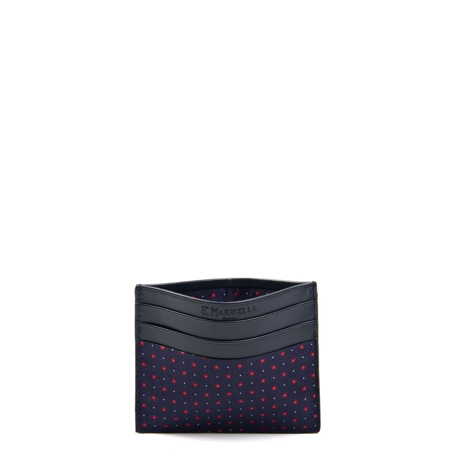 DARK BLUE LEATHER AND SILK CREDIT CARD HOLDER - Image 2