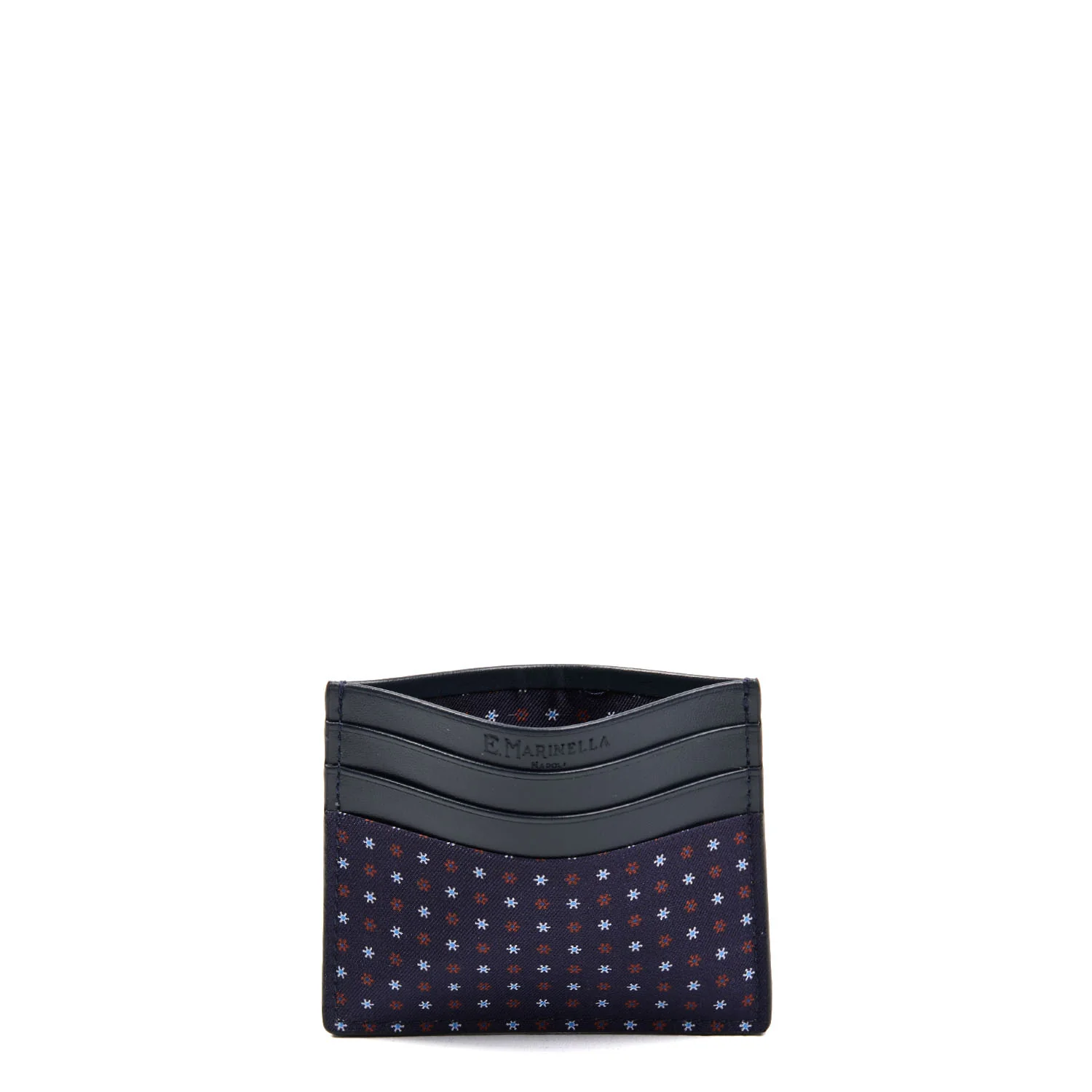 DARK BLUE LEATHER AND SILK CREDIT CARD HOLDER - Image 2
