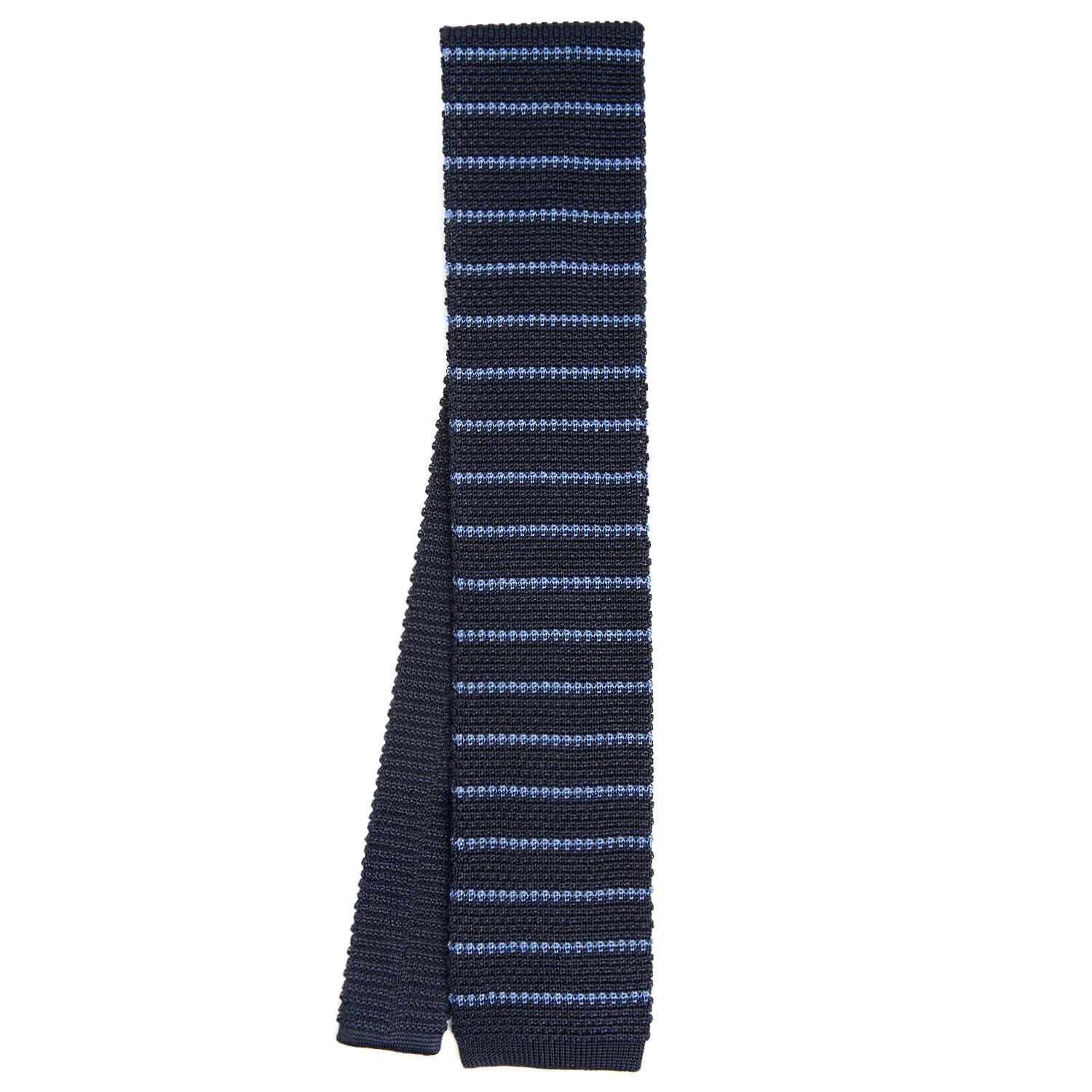 DARK BLUE SILK KNITTED TIE - Image 2