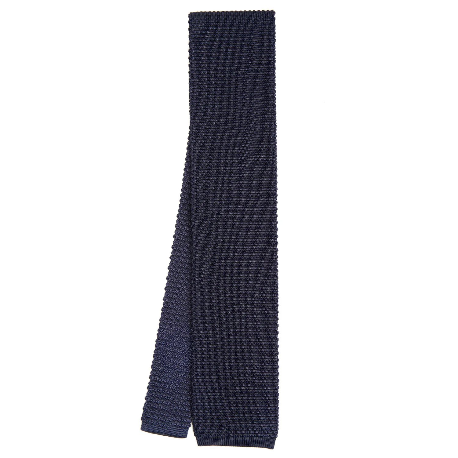 DARK BLUE SILK KNITTED TIE - Image 2