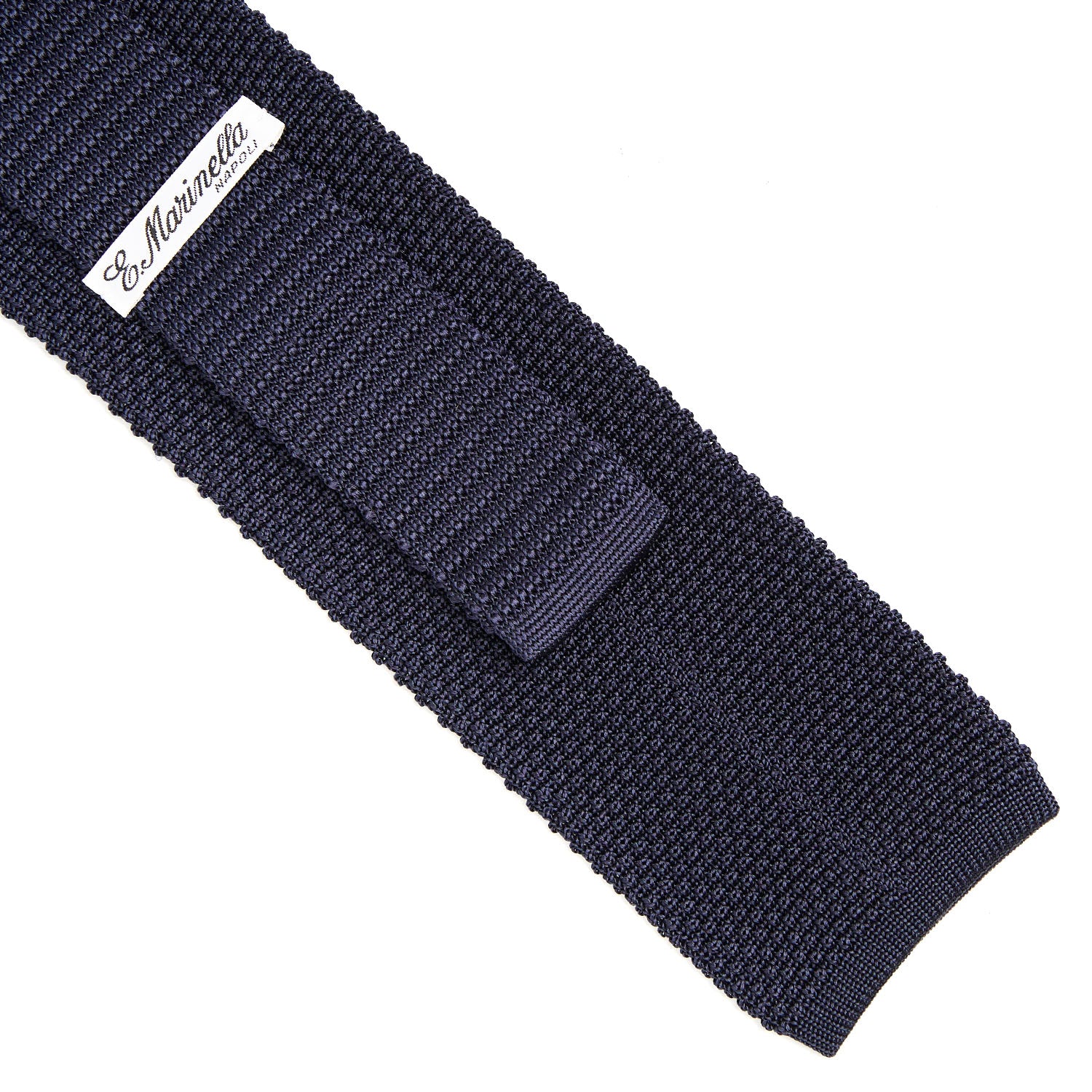 DARK BLUE SILK KNITTED TIE - Image 3