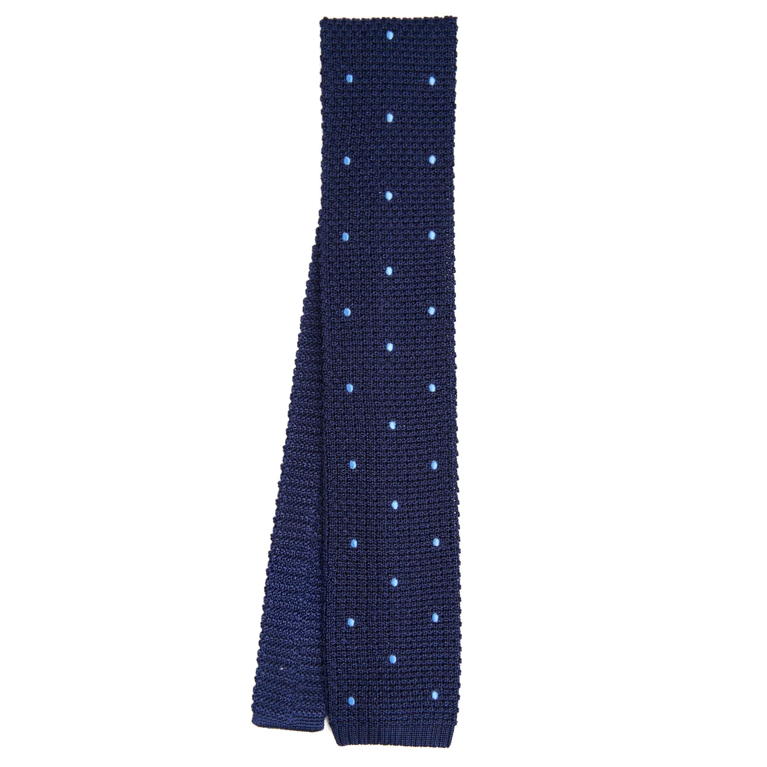 DARK BLUE SILK KNITTED TIE - Image 2