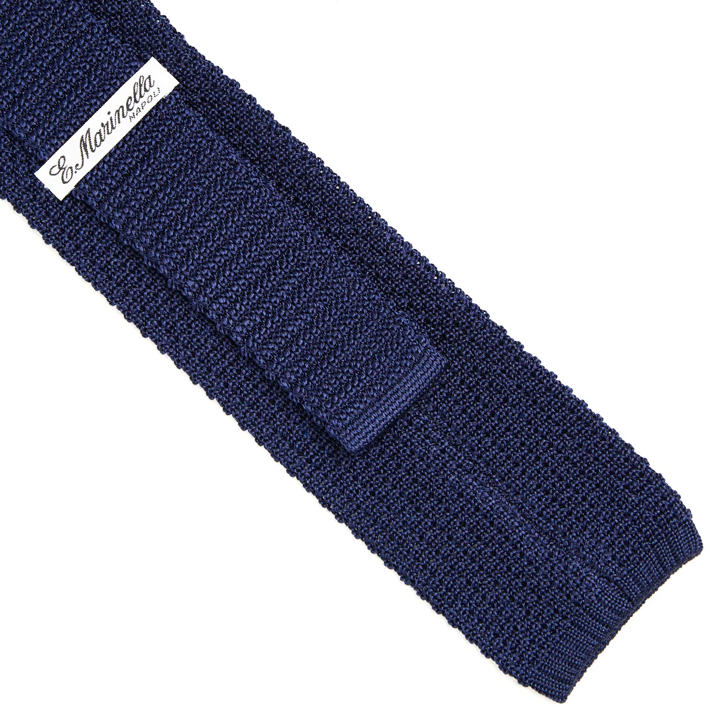 DARK BLUE SILK KNITTED TIE - Image 3