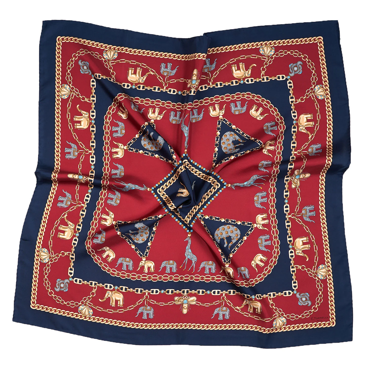 DARK BLUE SILK SCARF 90 - Image 3