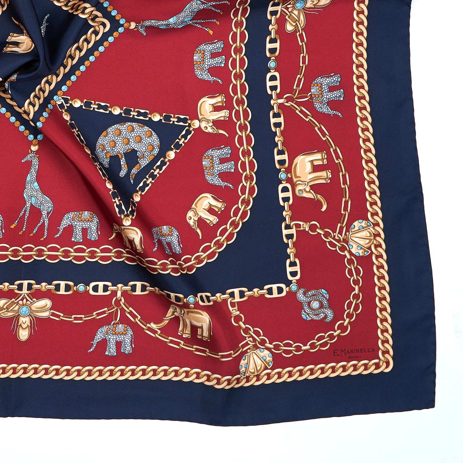 DARK BLUE SILK SCARF 90 - Image 4