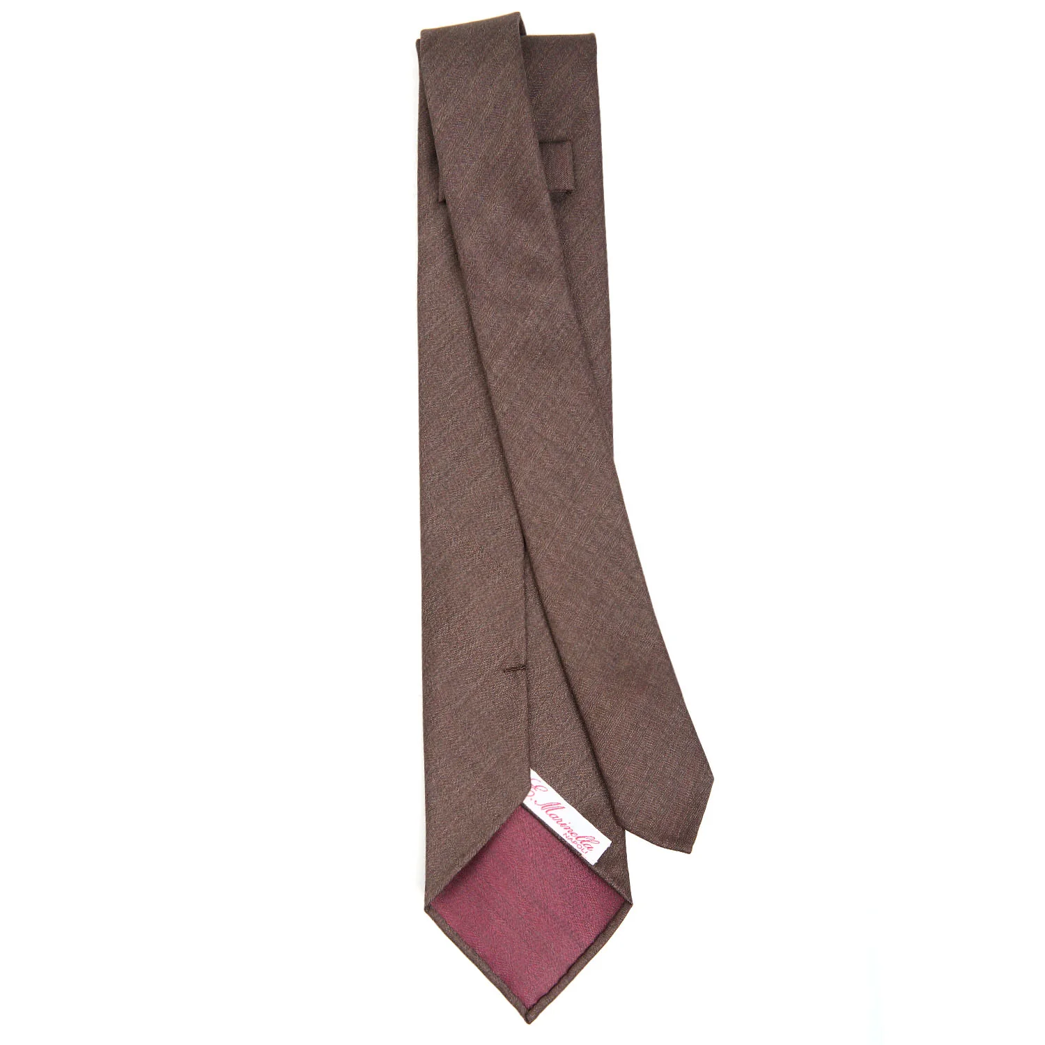 DARK BROWN AND BURGUNDY CLASSIC UNLINED WOOL LADY TIE - Image 3