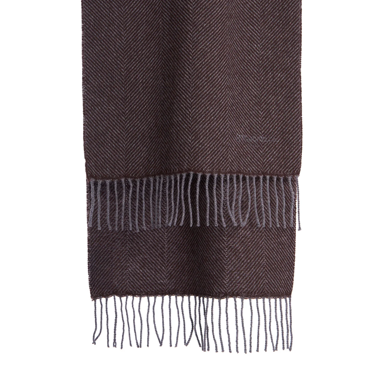 DARK BROWN FRINGED SCARF - Image 2