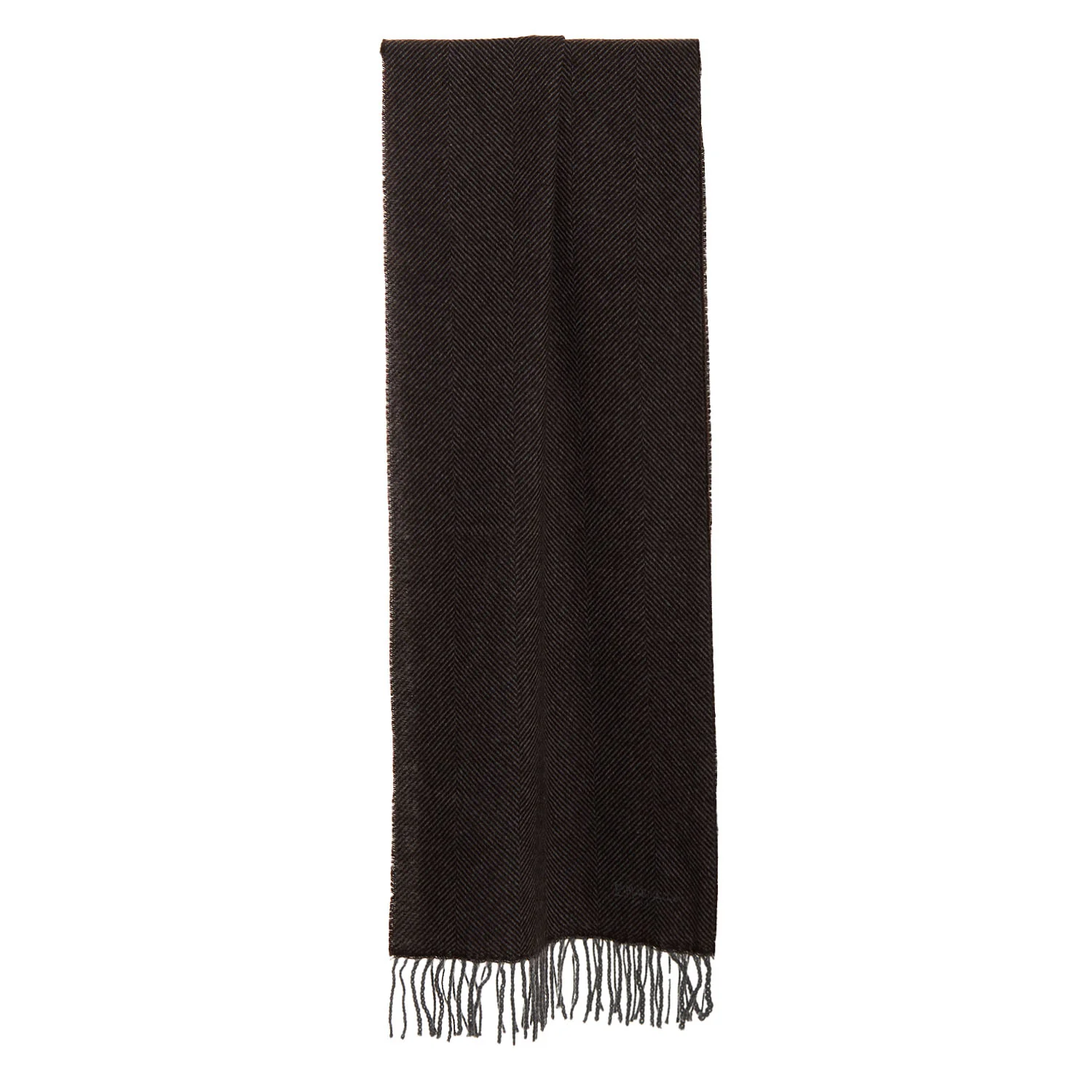 DARK BROWN FRINGED SCARF