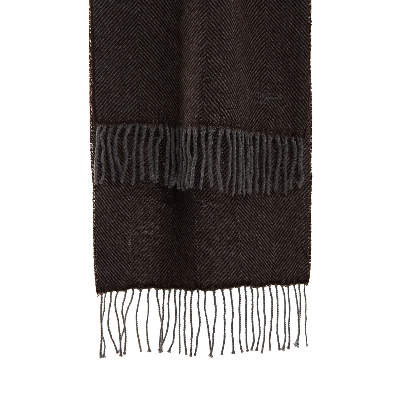 DARK BROWN FRINGED SCARF - Image 2