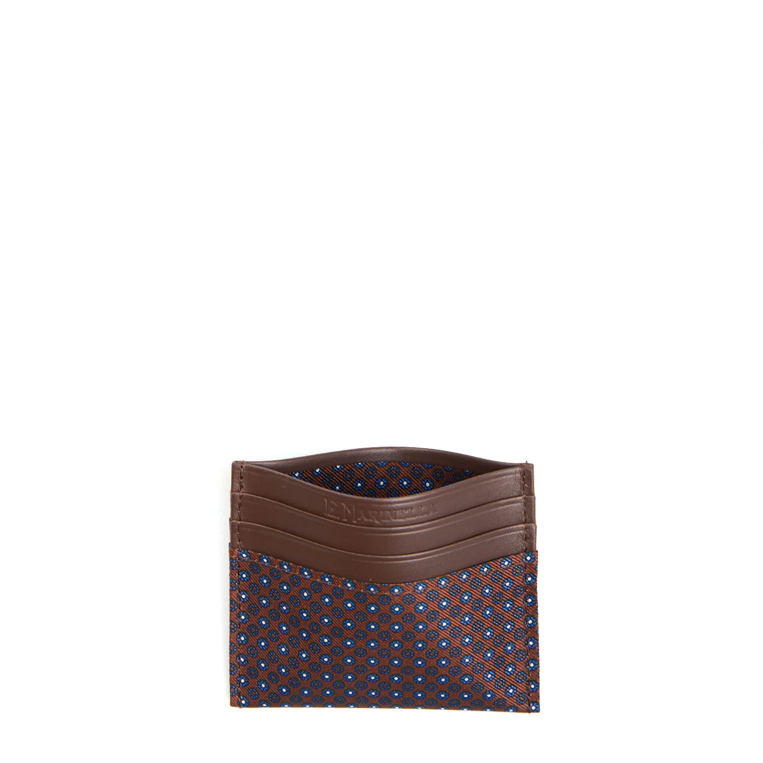 DARK BROWN LEATHER AND SILK CREDIT CARD HOLDER - Image 2