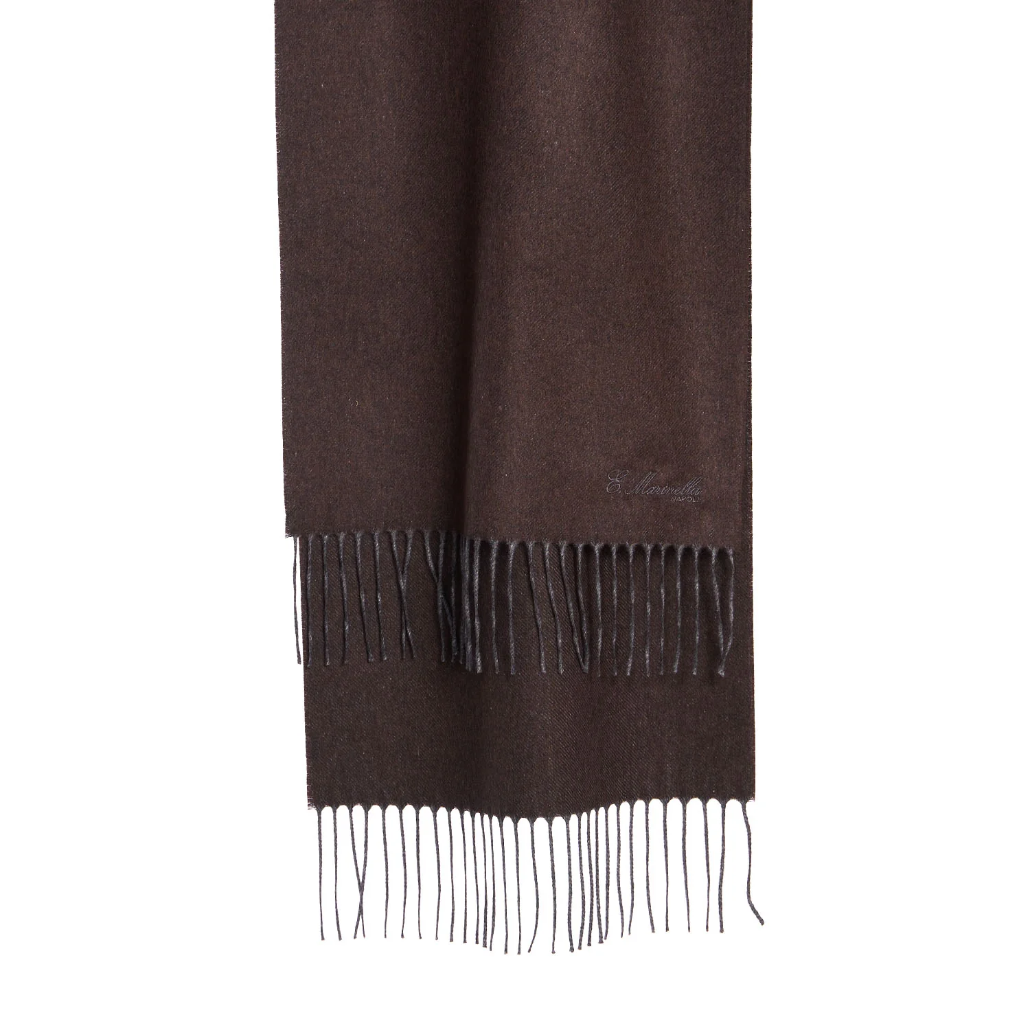 DARK BROWN SILK AND CASHMERE SCARF - Image 3