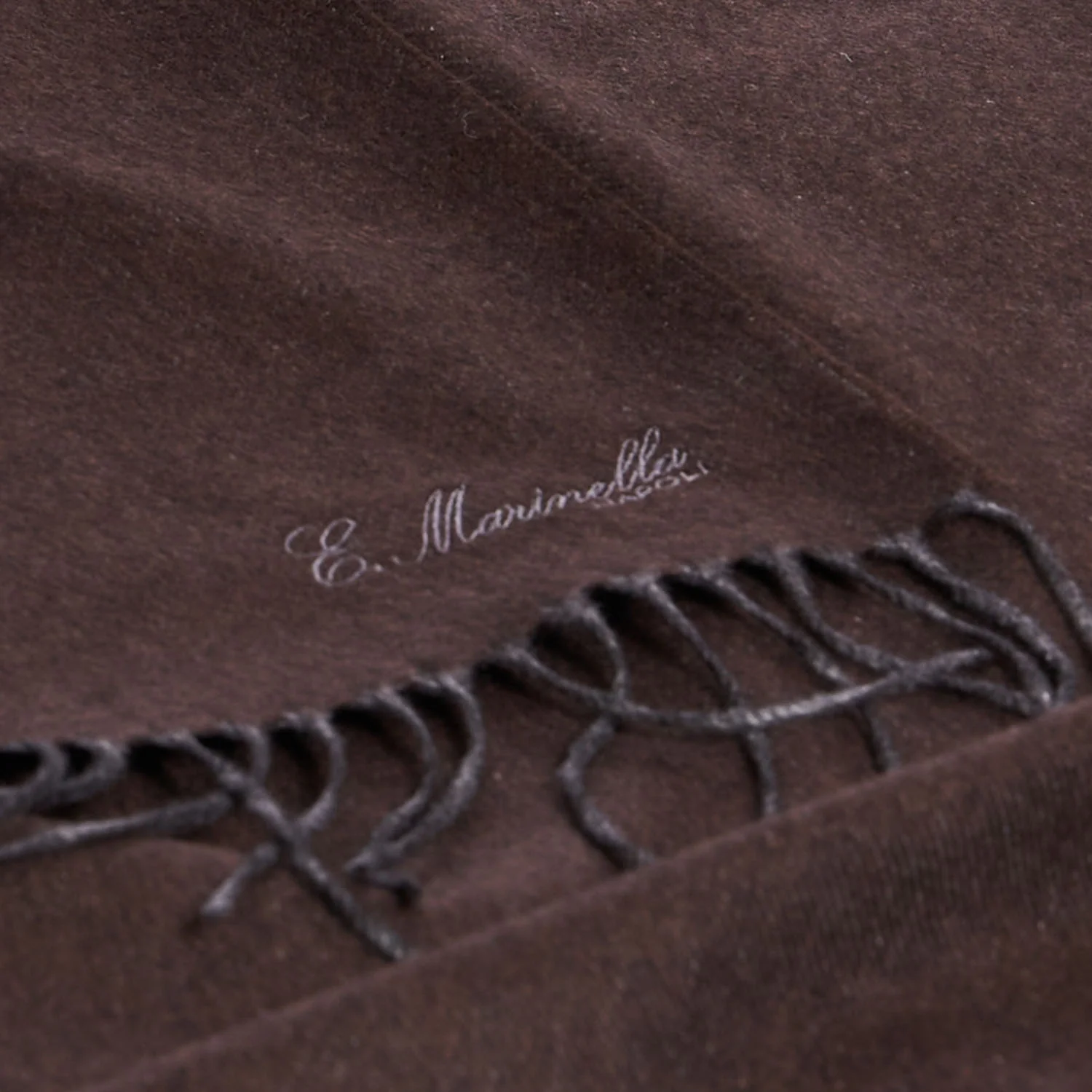 DARK BROWN SILK AND CASHMERE SCARF - Image 4