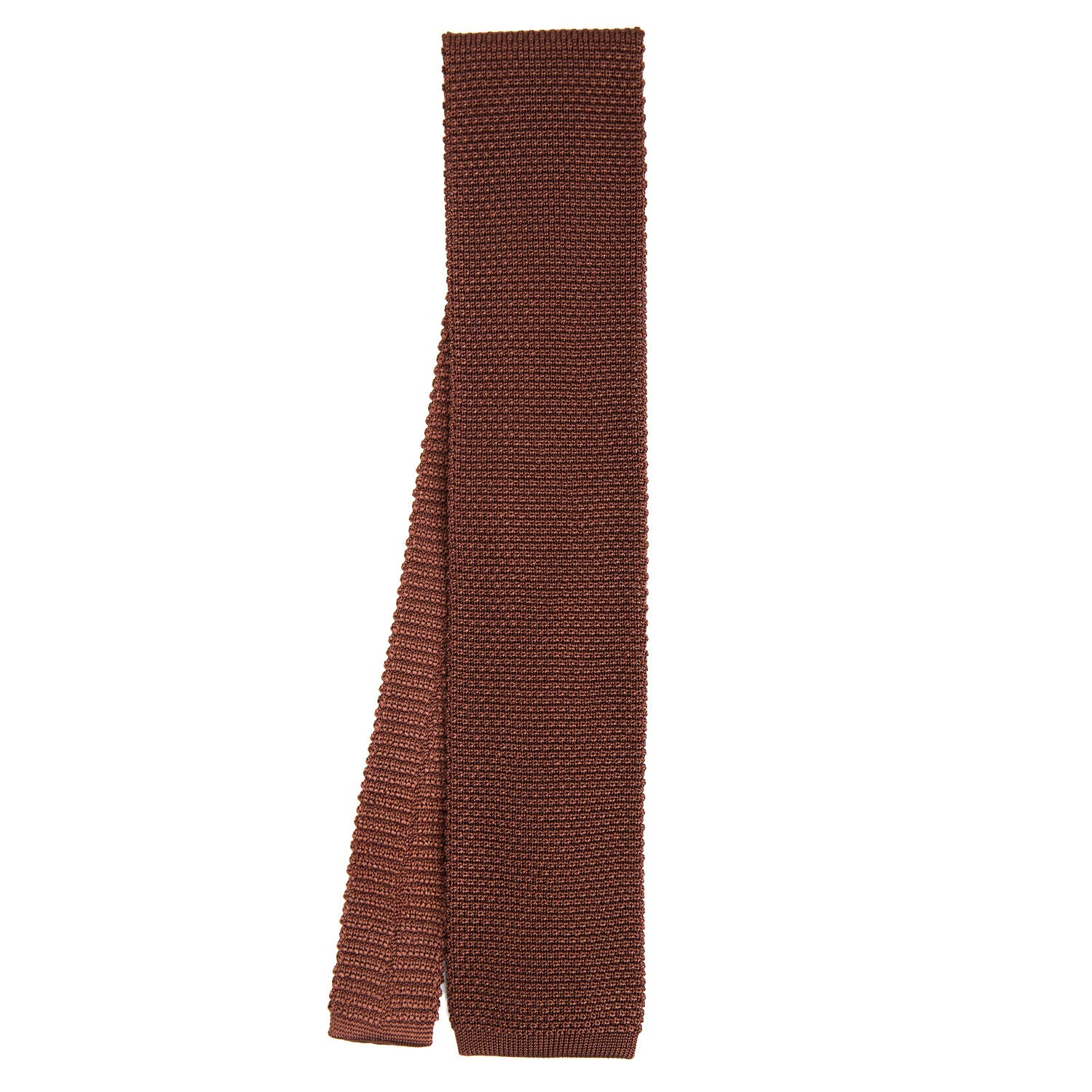 DARK BROWN SILK KNITTED TIE - Image 2