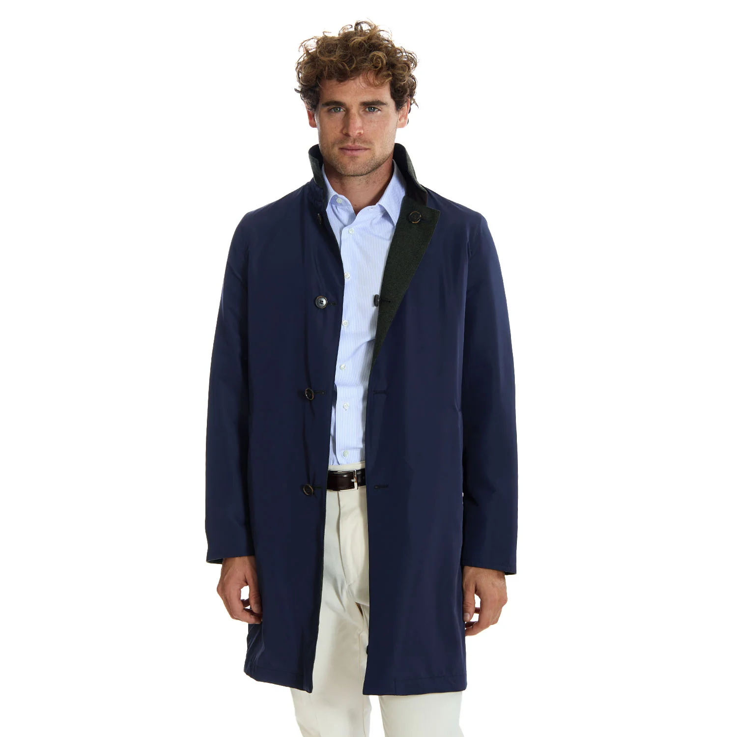 DARK GREEN AND BLUE DOUBLE-FACED COAT - Image 3