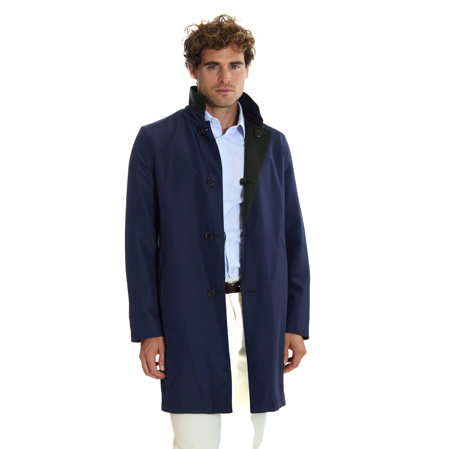 DARK GREEN AND BLUE DOUBLE-FACED COAT - Image 5