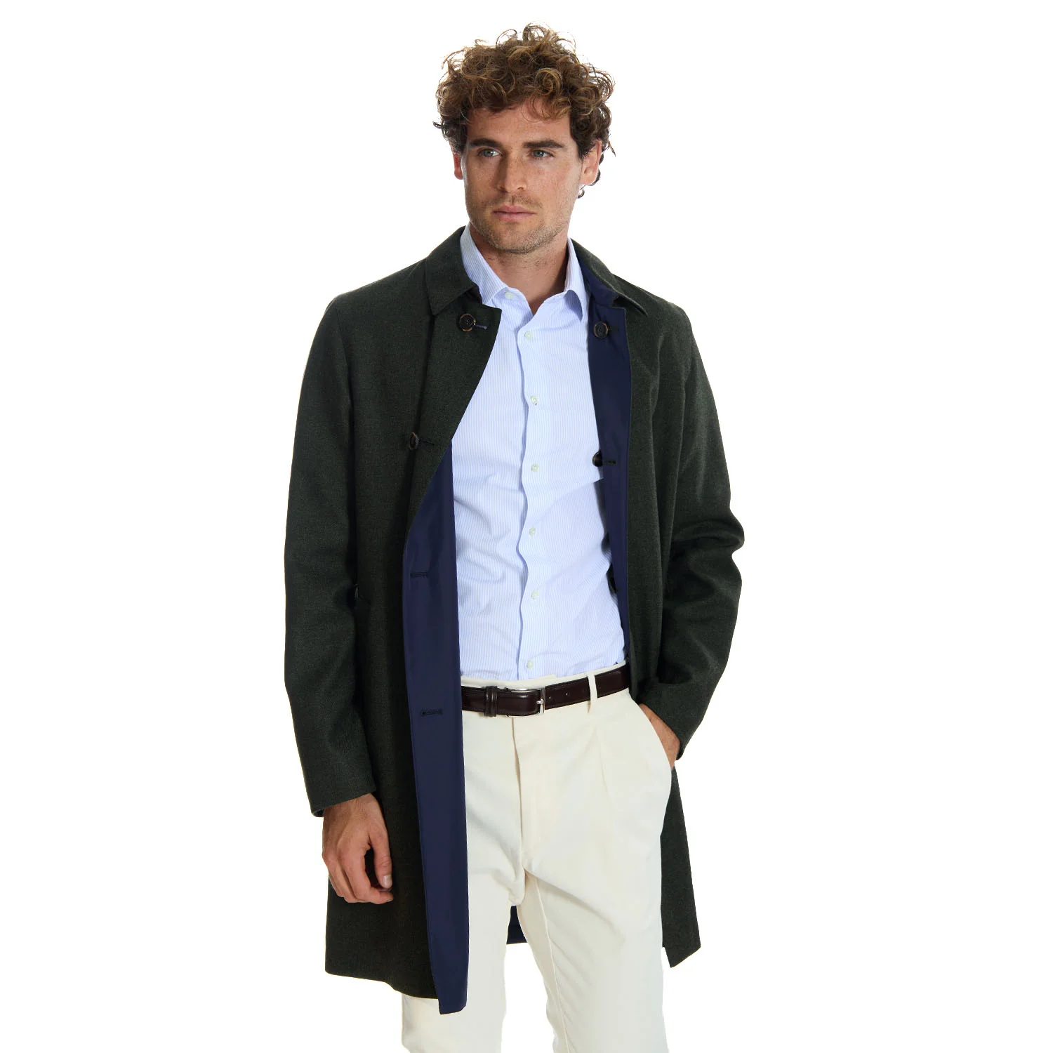 DARK GREEN AND BLUE DOUBLE-FACED COAT - Image 6