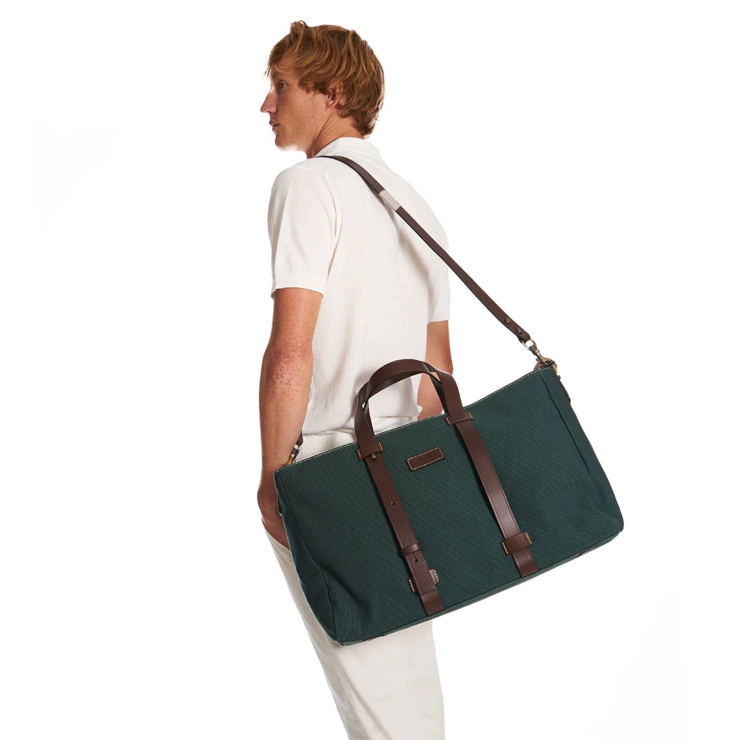 DARK GREEN CANVAS WEEKEND BAG - Image 5