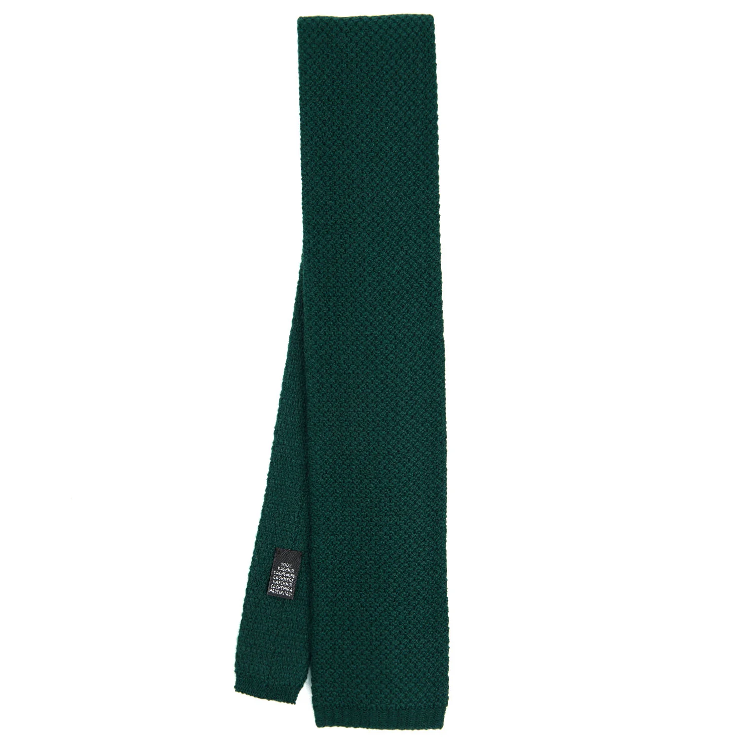 DARK GREEN CASHMERE KNITTED TIE - Image 2