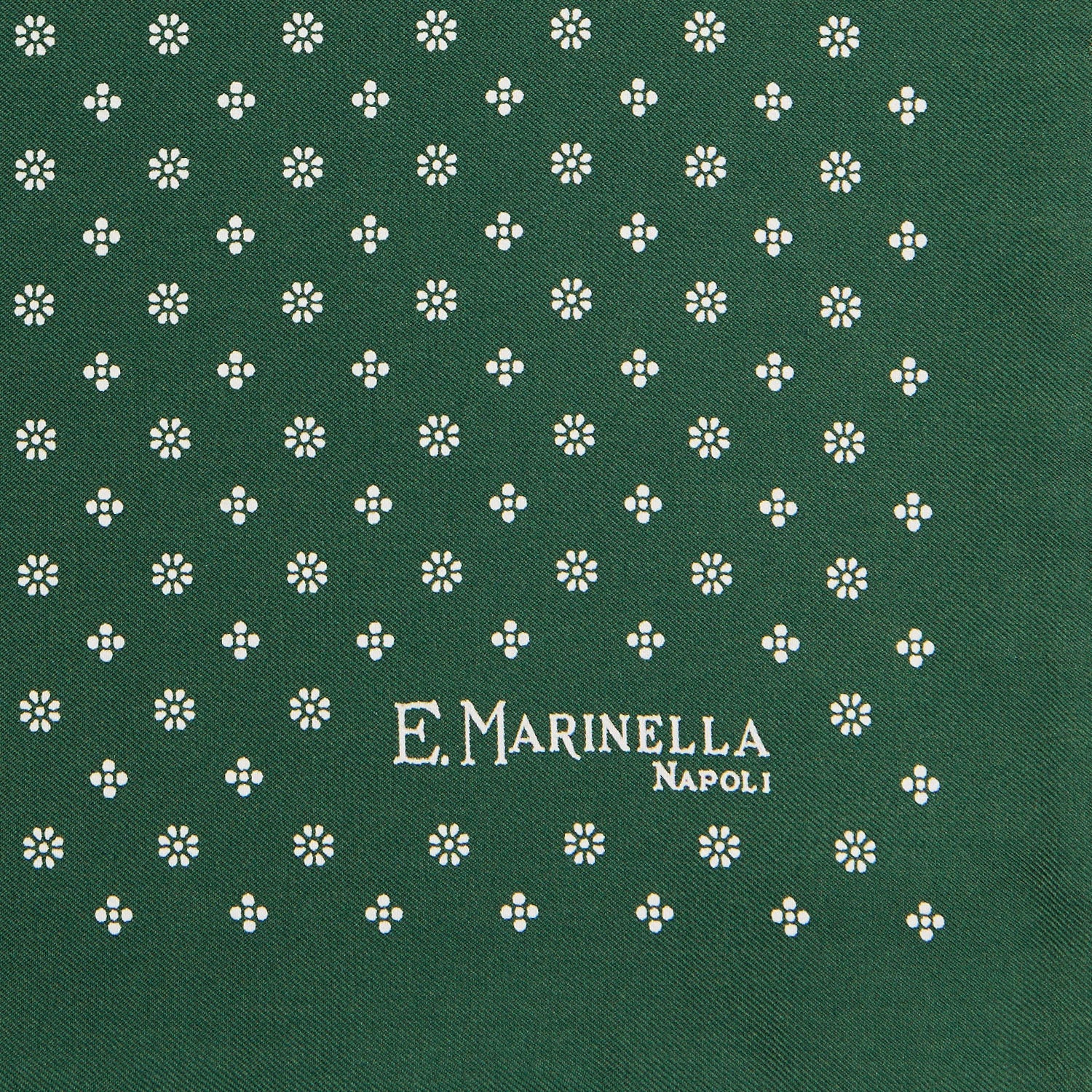 DARK GREEN HAND-PRINTED SILK POCKET SQUARE - Image 3
