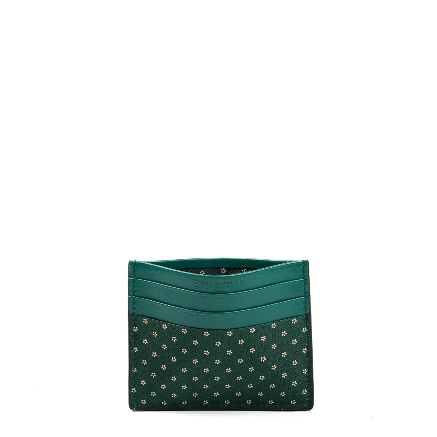 DARK GREEN LEATHER AND SILK CREDIT CARD HOLDER - Image 2