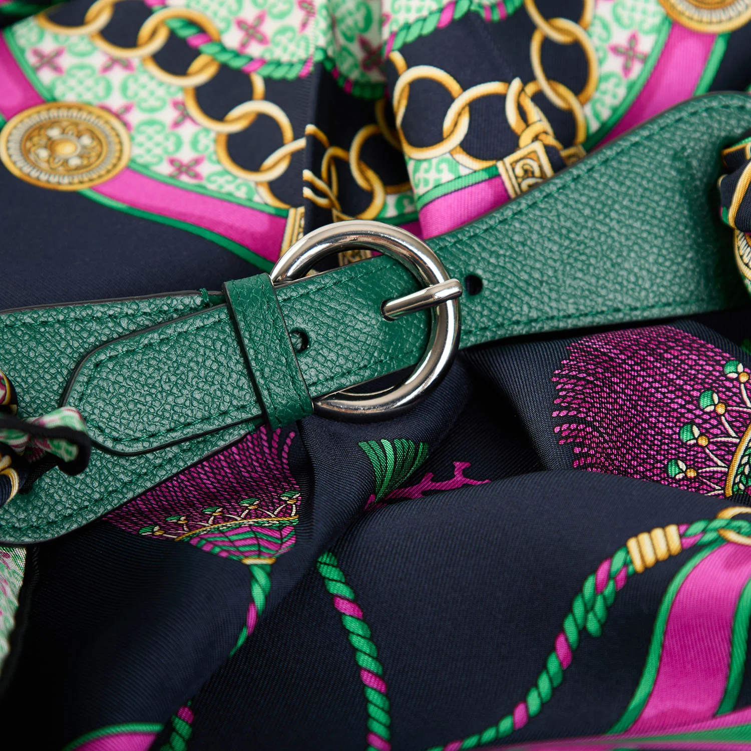 DARK GREEN LEATHER SCARF-BUCKLE - Image 3