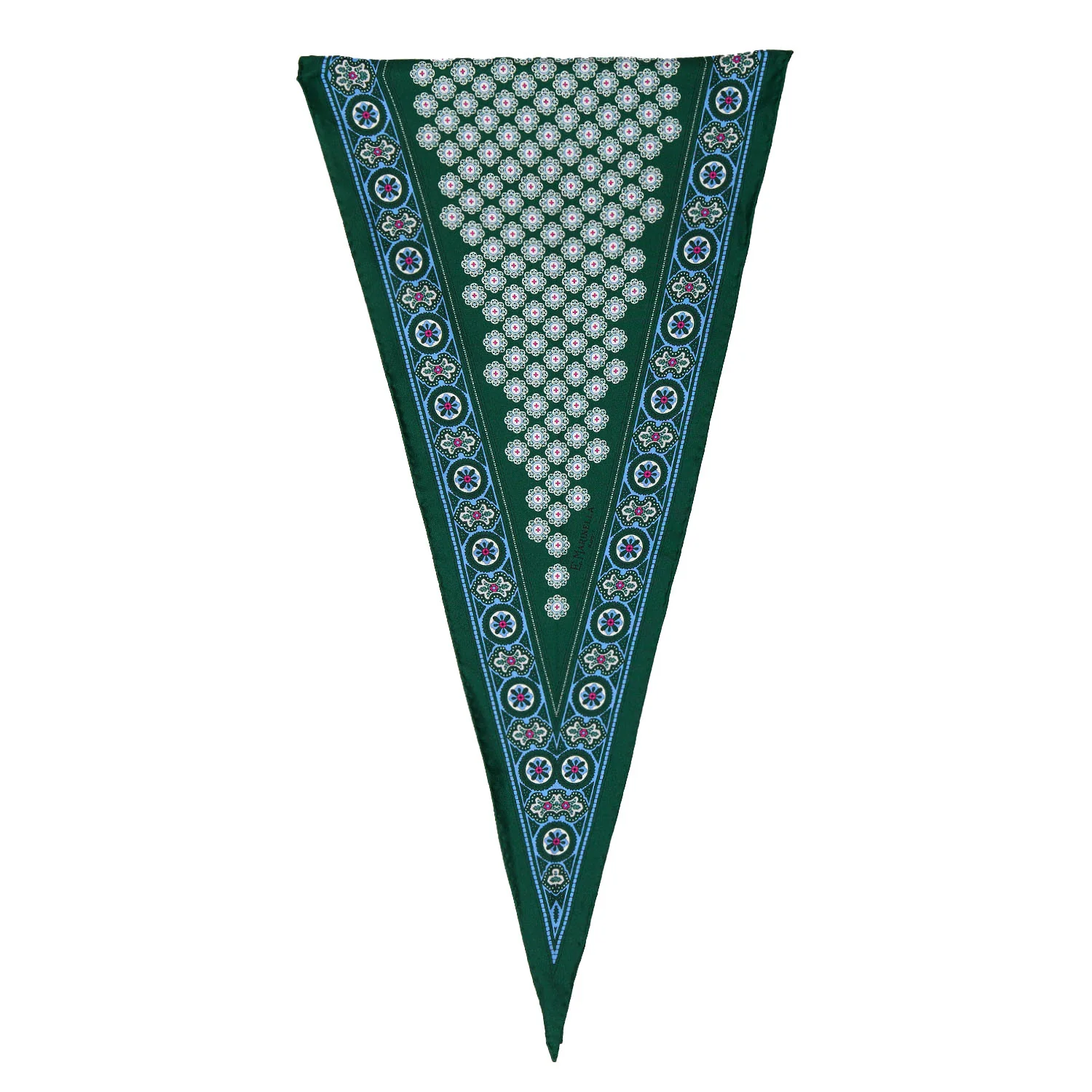 DARK GREEN SILK DIAMOND SHAPE SCARF - Image 3