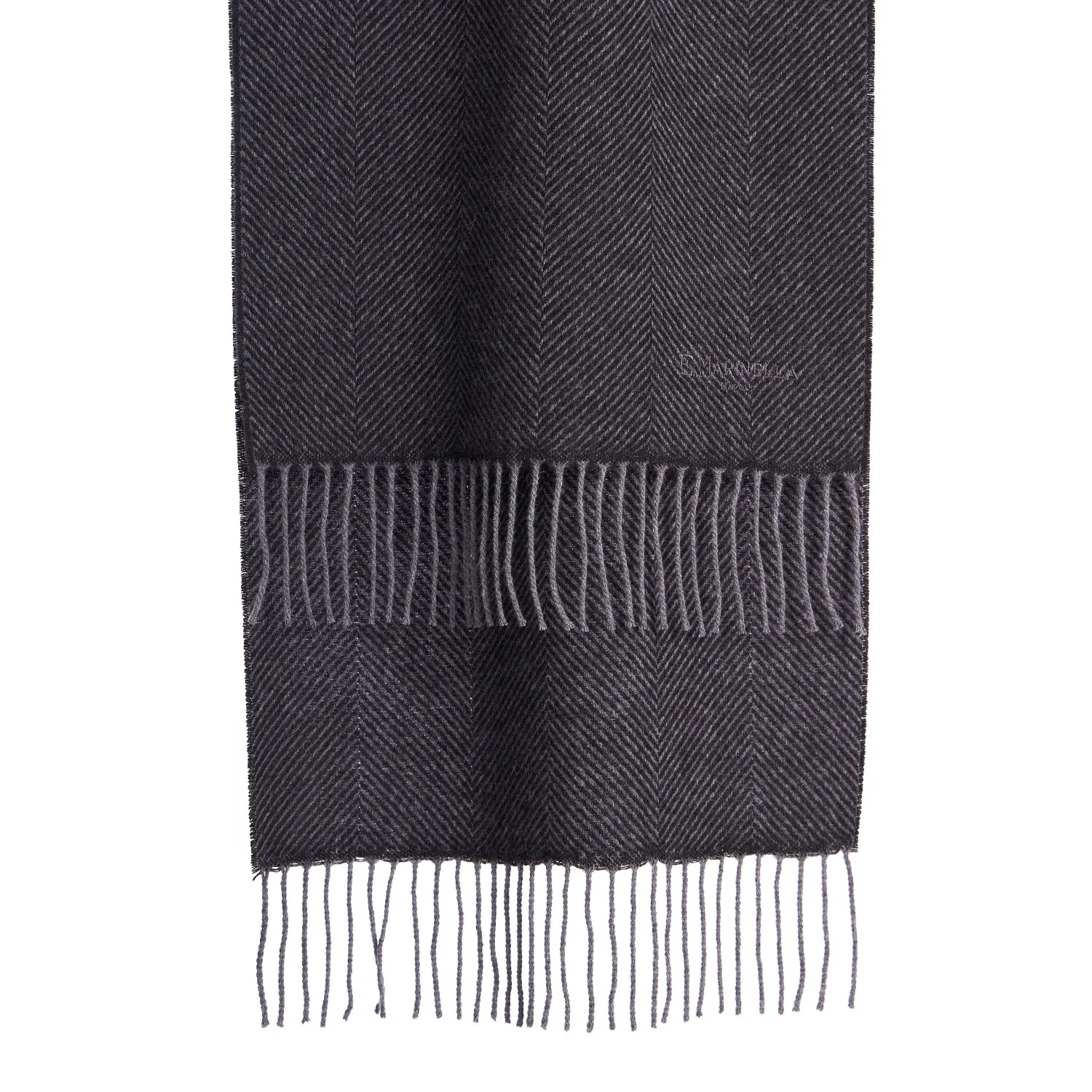 DARK GREY FRINGED SCARF - Image 2