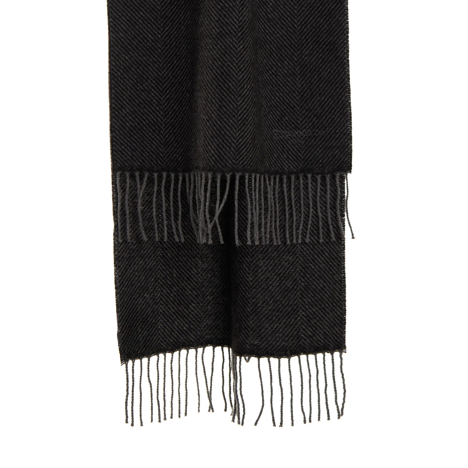 DARK GREY FRINGED SCARF - Image 2