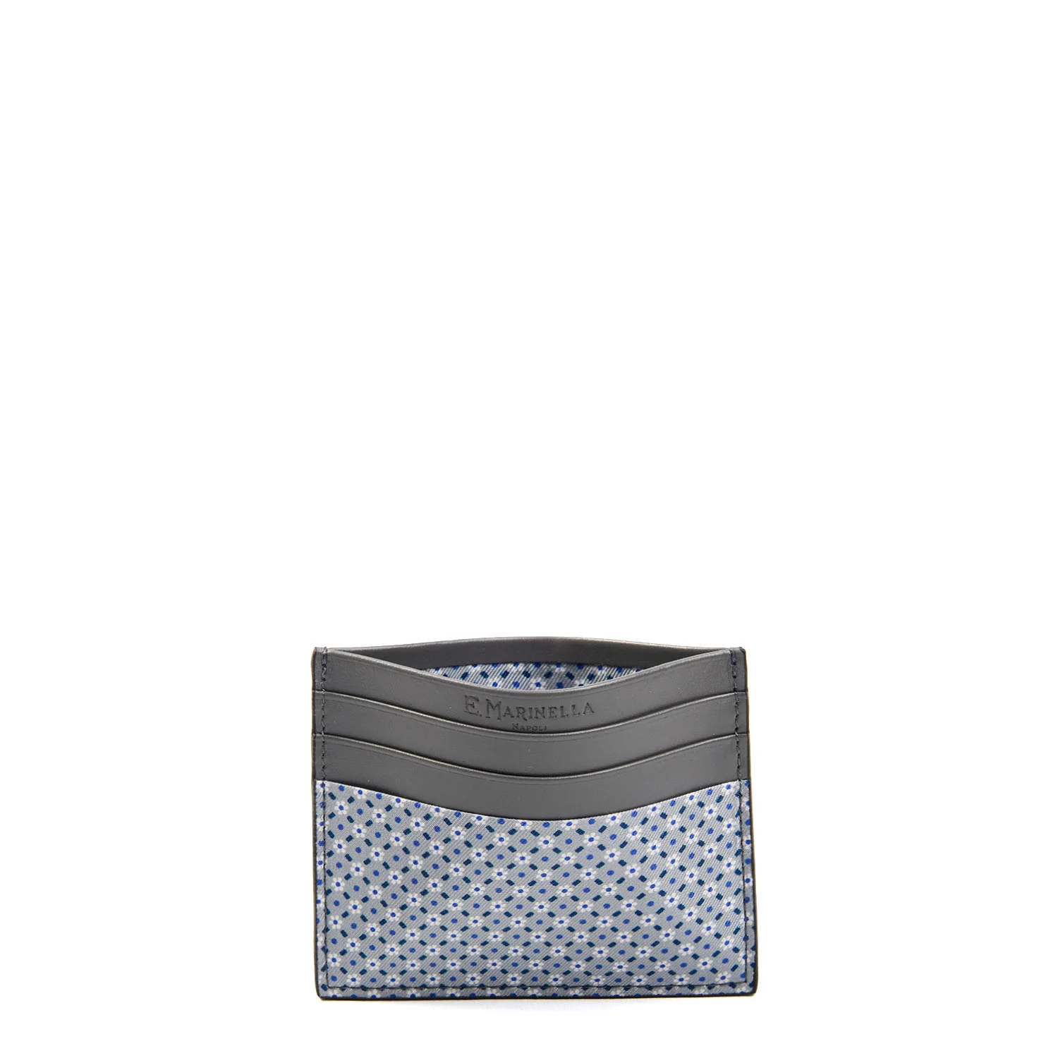 DARK GREY LEATHER AND SILK CREDIT CARD HOLDER - Image 2
