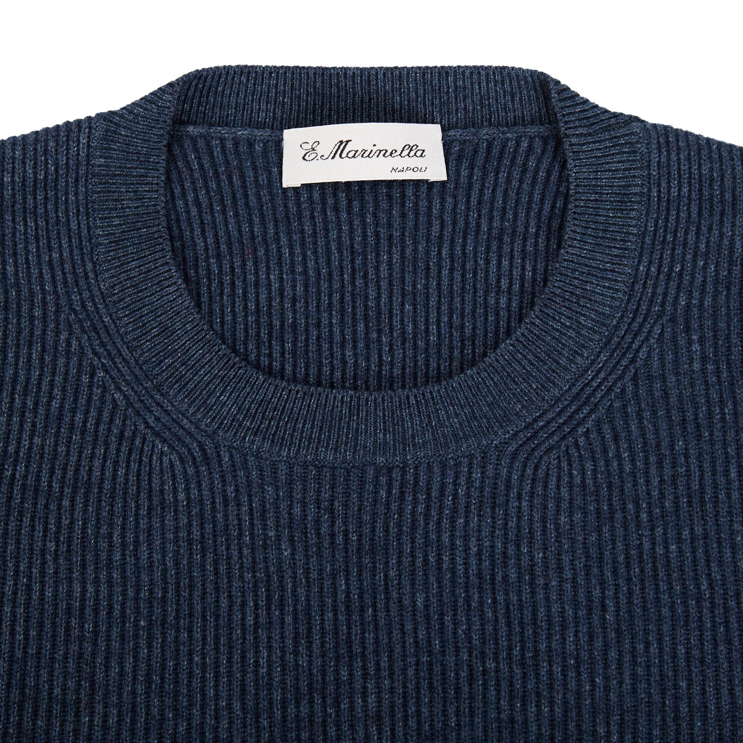 DARK BLUE RIBBED CREWNECK SWEATER - Image 3