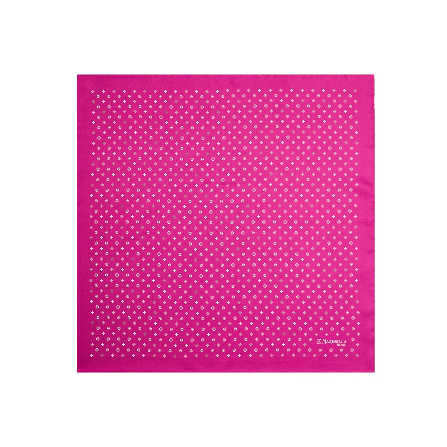 FUCHSIA HAND-PRINTED SILK POCKET SQUARE