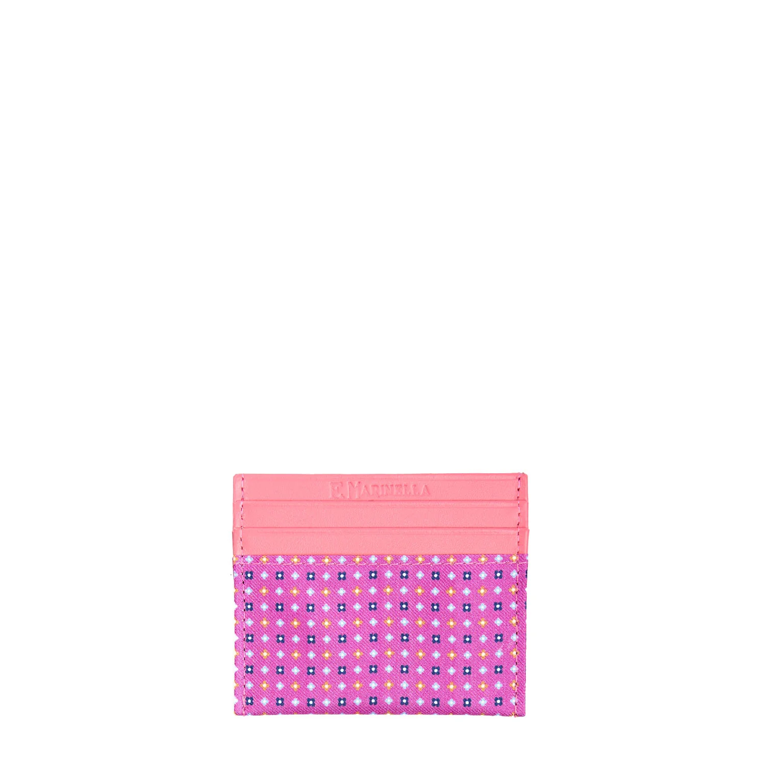 FUCHSIA LEATHER AND SILK CREDIT CARD HOLDER
