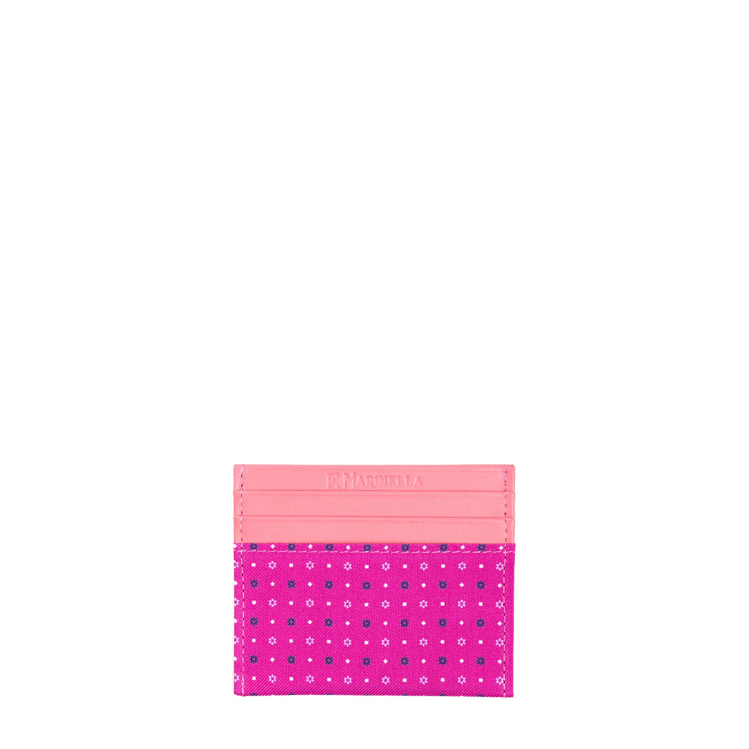 FUCHSIA LEATHER AND SILK CREDIT CARD HOLDER