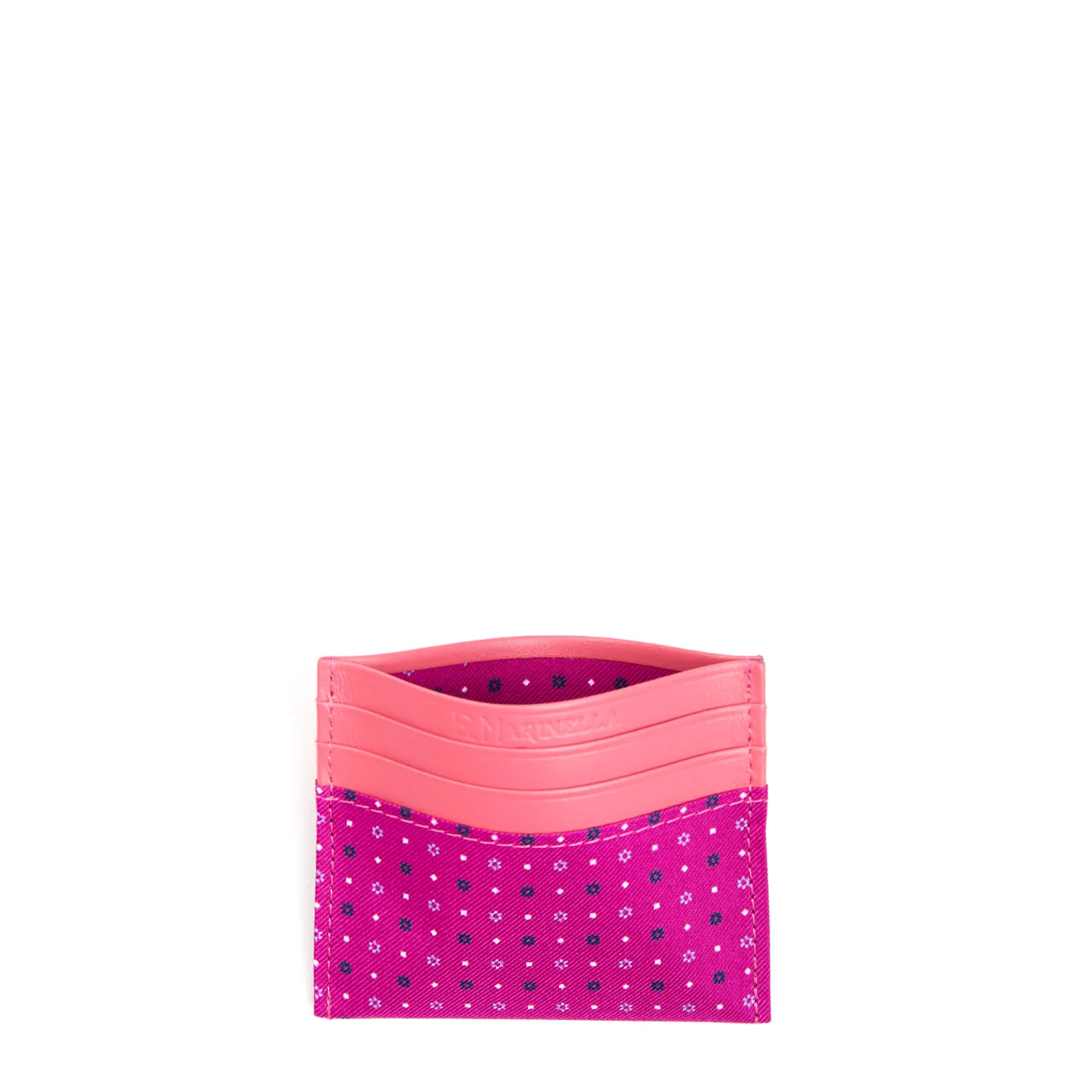 FUCHSIA LEATHER AND SILK CREDIT CARD HOLDER - Image 2