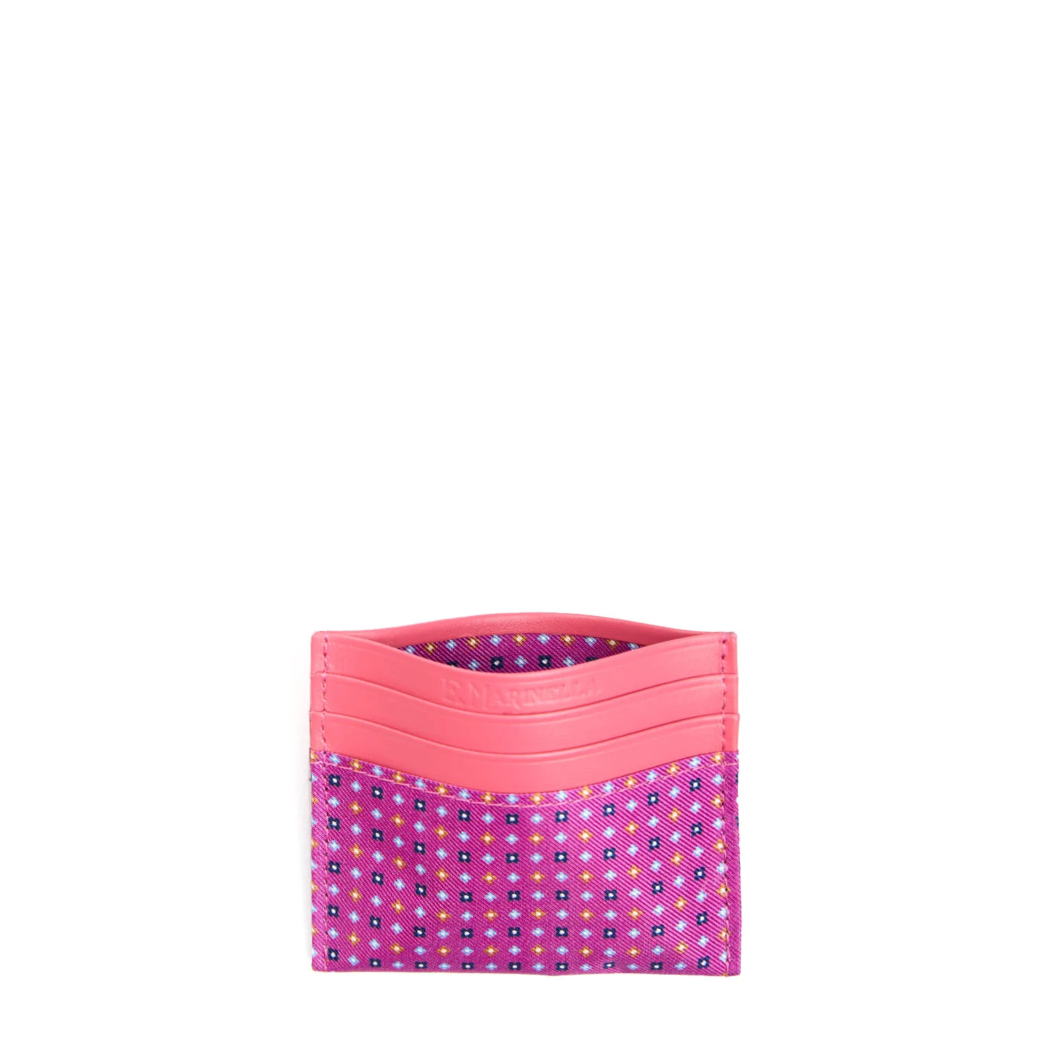 FUCHSIA LEATHER AND SILK CREDIT CARD HOLDER - Image 2
