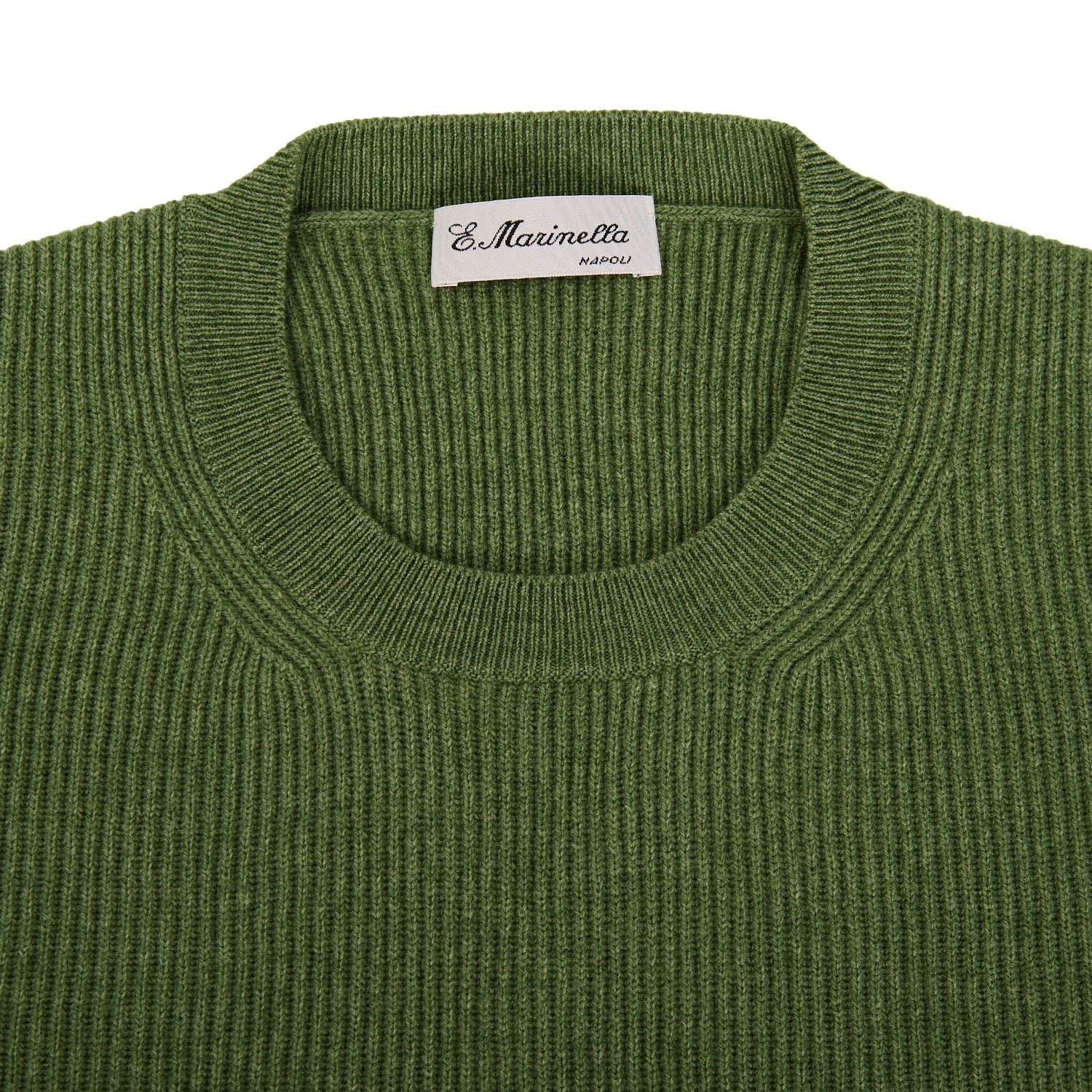 GREEN RIBBED CREWNECK SWEATER - Image 3