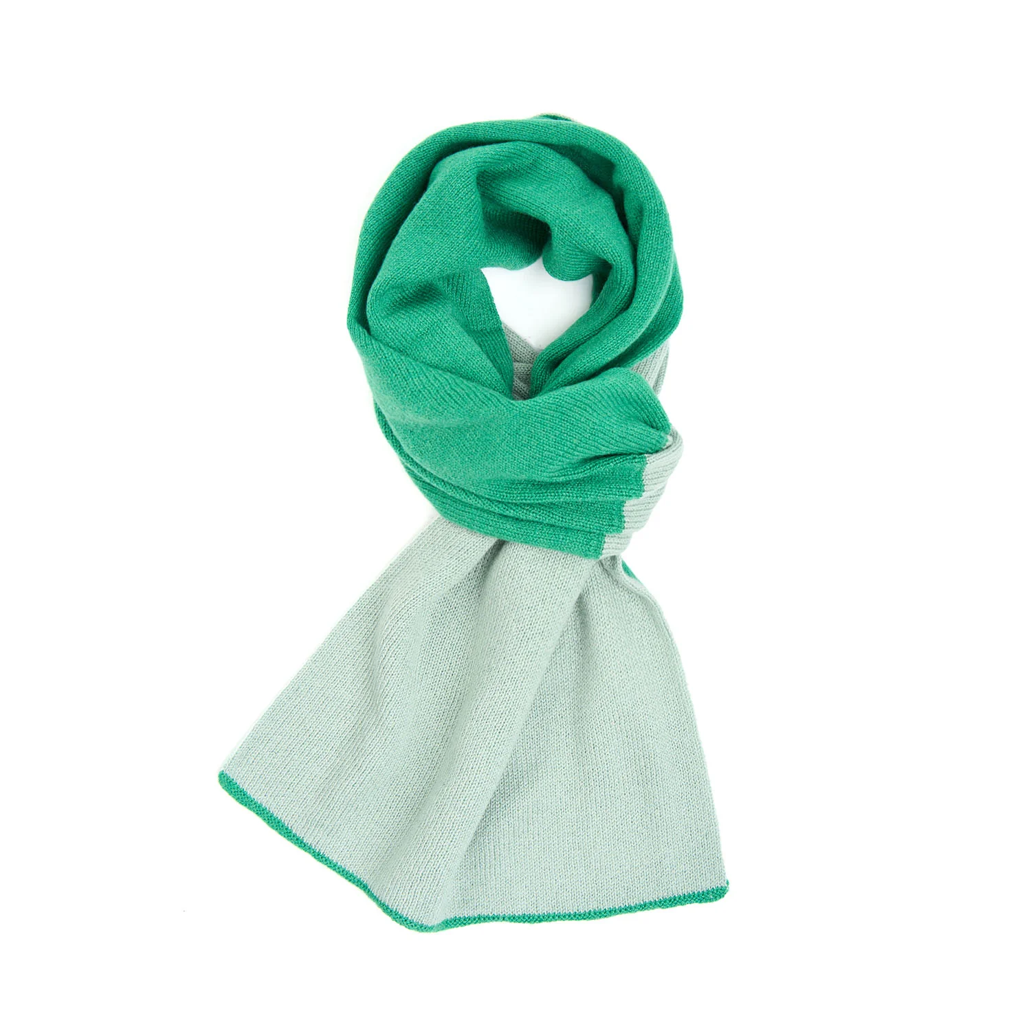 GREEN TWO-TONE SOLID CASHMERE NECK WARMER