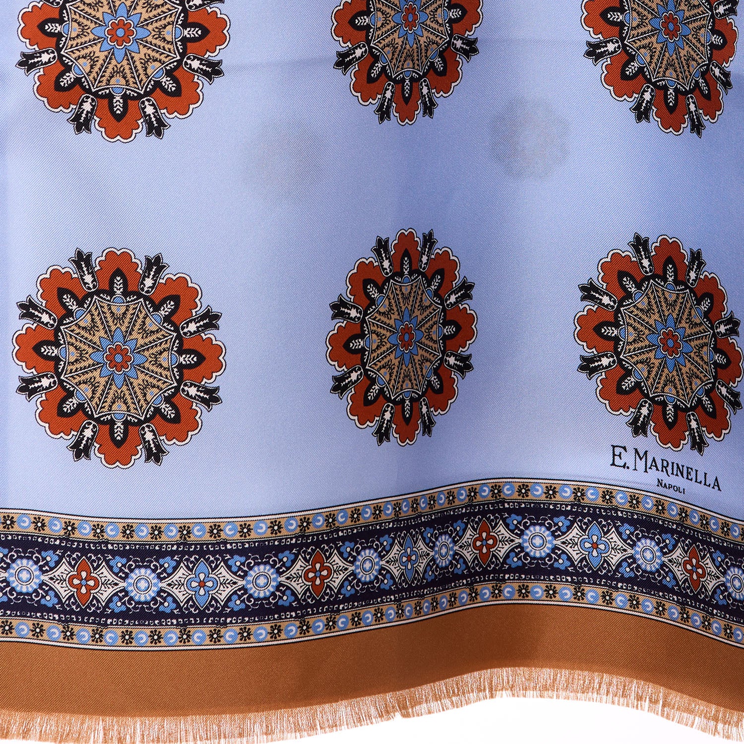 LIGHT BLUE  AND BEIGE DOUBLE SILK SCARF - Image 3