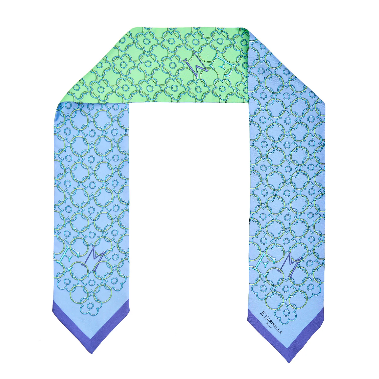 LIGHT BLUE AND GREEN SILK BANDEAU - Image 2