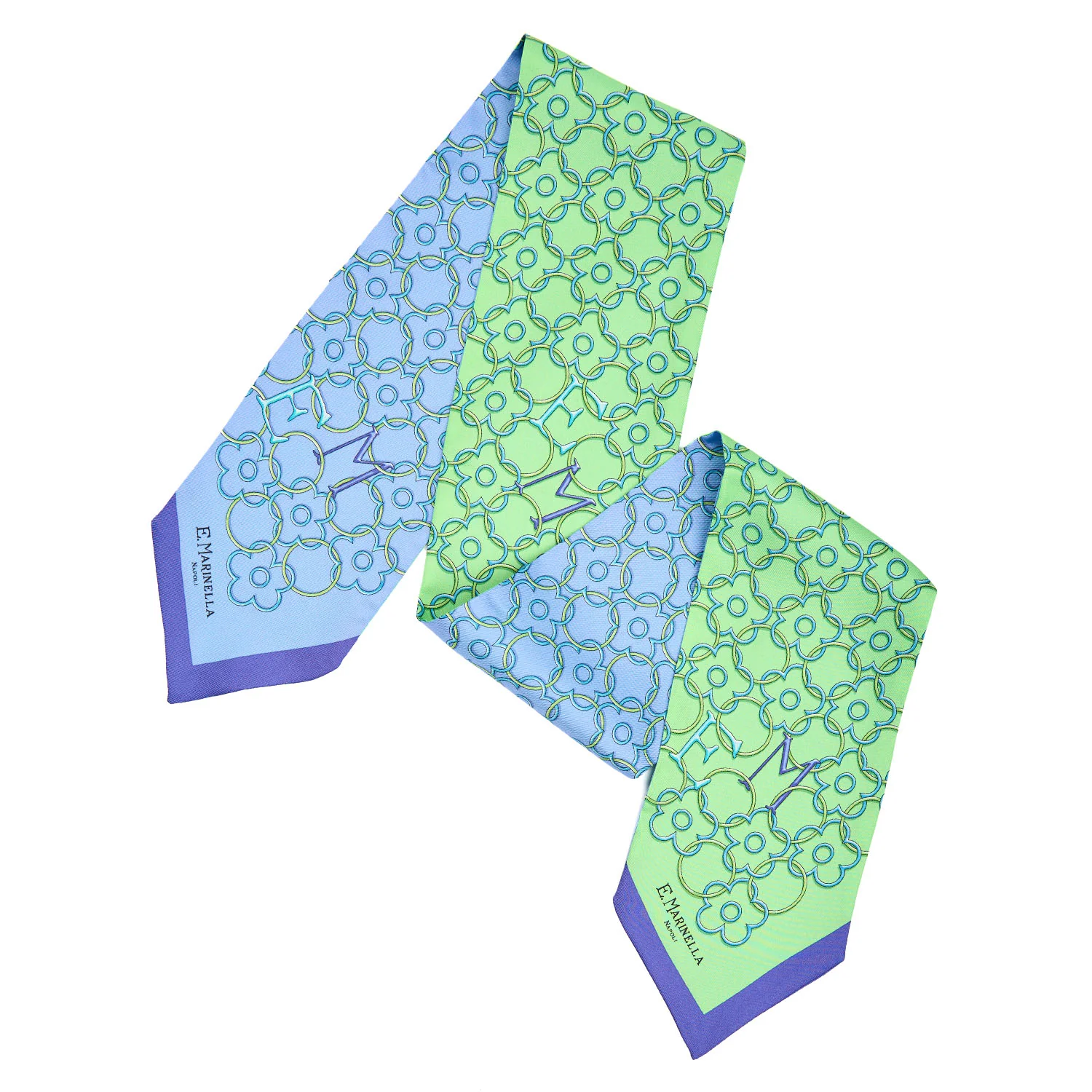 LIGHT BLUE AND GREEN SILK BANDEAU - Image 5