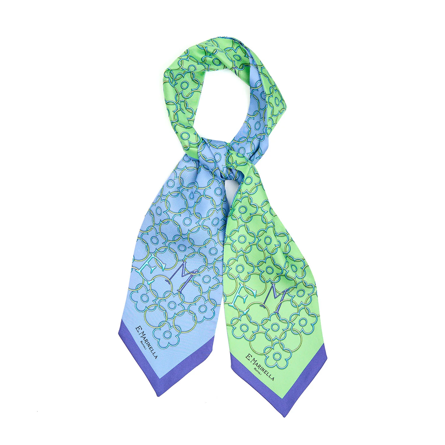 LIGHT BLUE AND GREEN SILK BANDEAU - Image 6