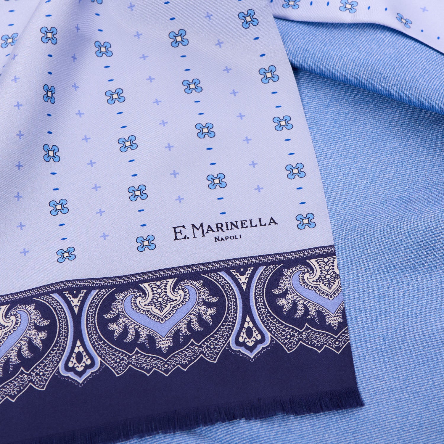 LIGHT BLUE DOUBLE SILK SCARF - Image 4