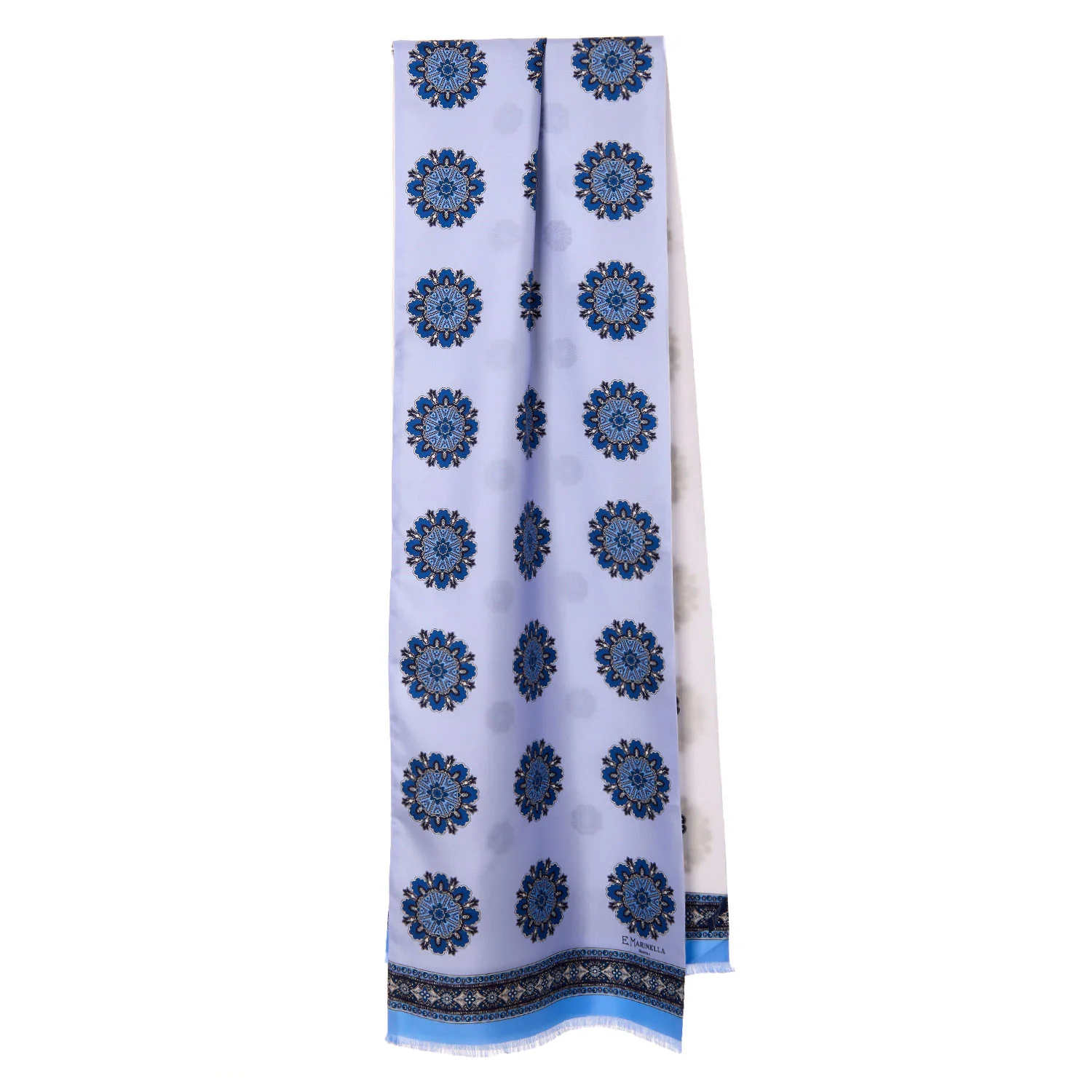 LIGHT BLUE AND BEIGE DOUBLE SILK SCARF